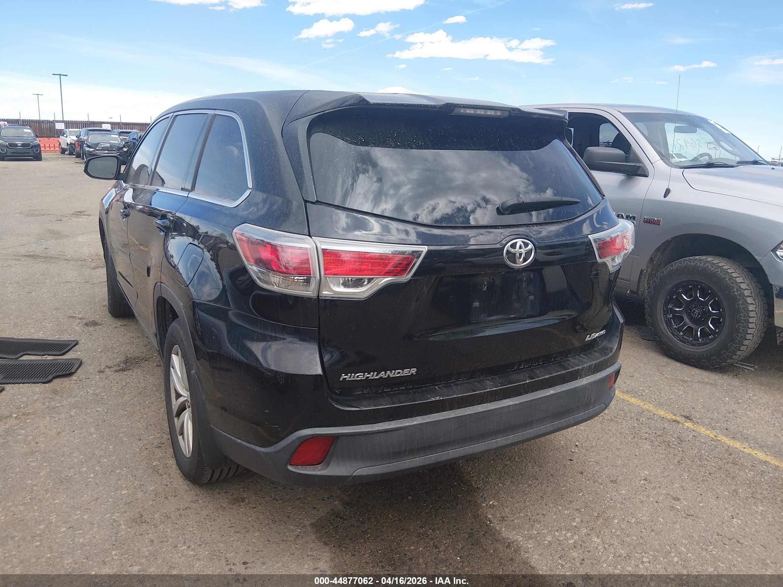 2015 Toyota Highlander Le V6 Black vin: 5TDBKRFH3FS181279