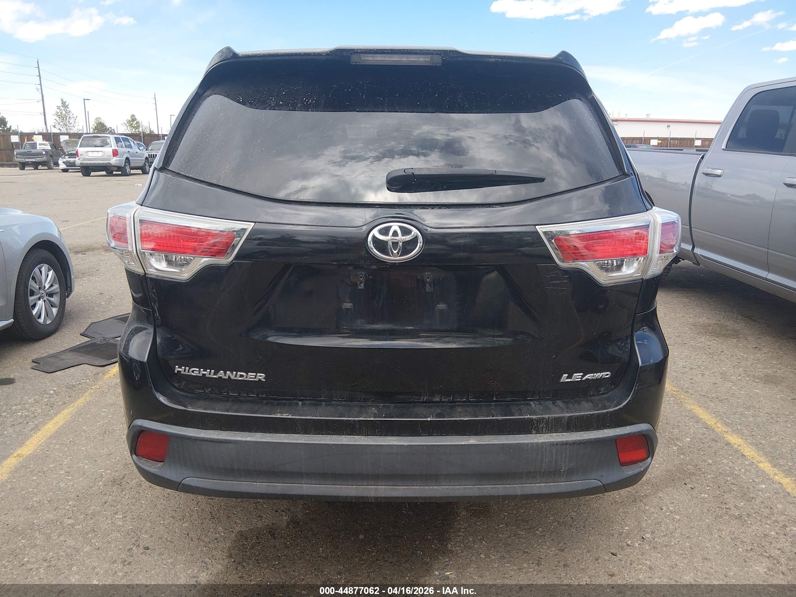 2015 Toyota Highlander Le V6 Black vin: 5TDBKRFH3FS181279