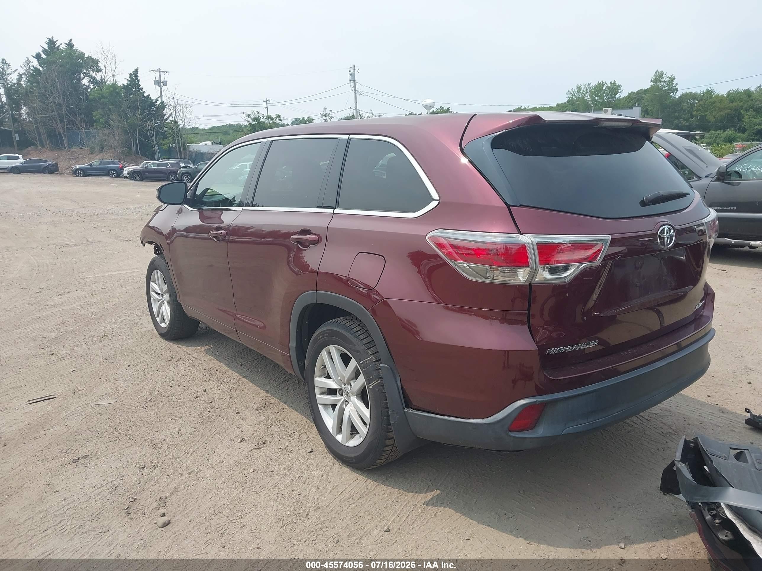 2014 Toyota Highlander Le V6 Red vin: 5TDBKRFH5ES071476