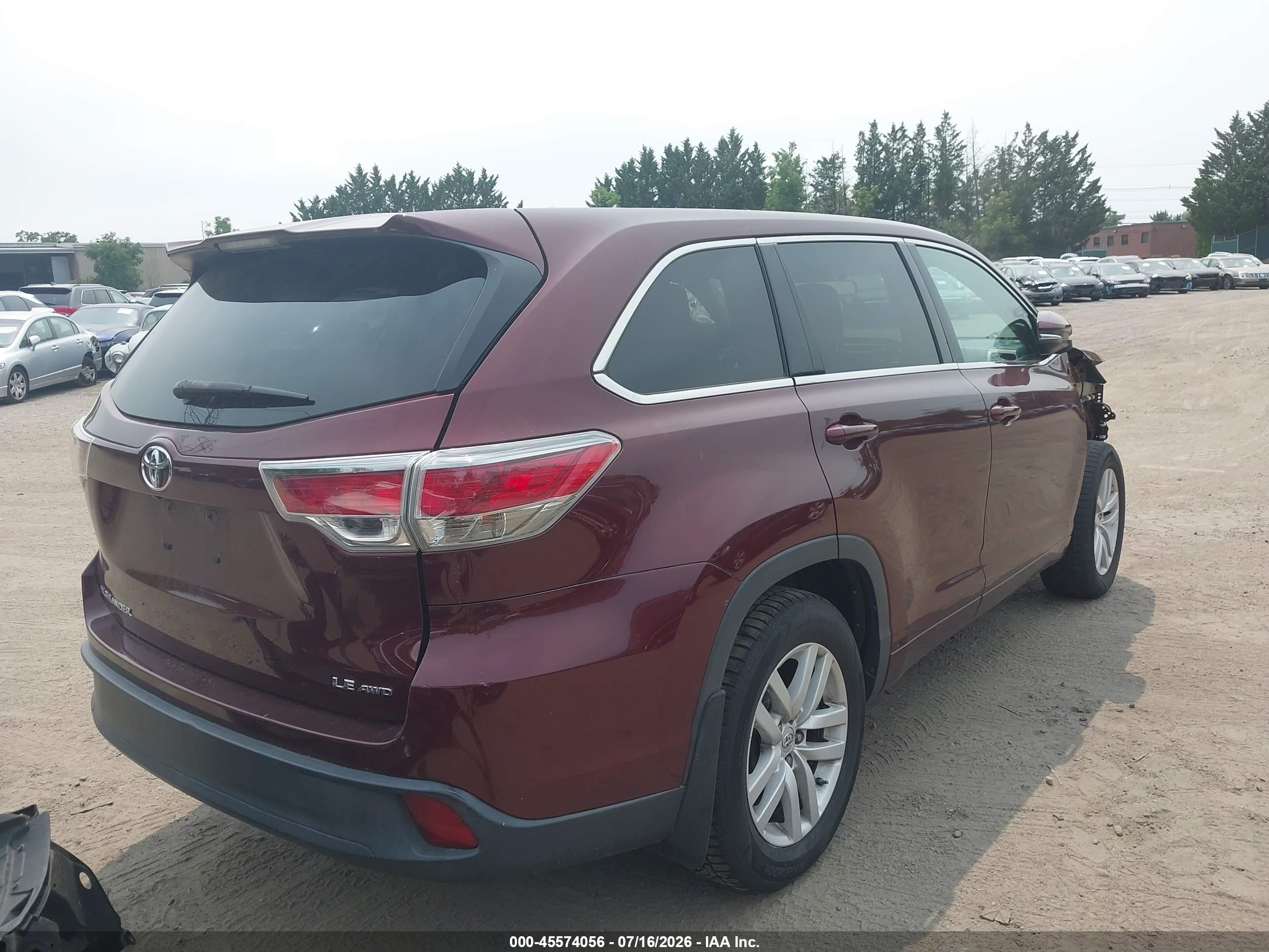 2014 Toyota Highlander Le V6 Red vin: 5TDBKRFH5ES071476