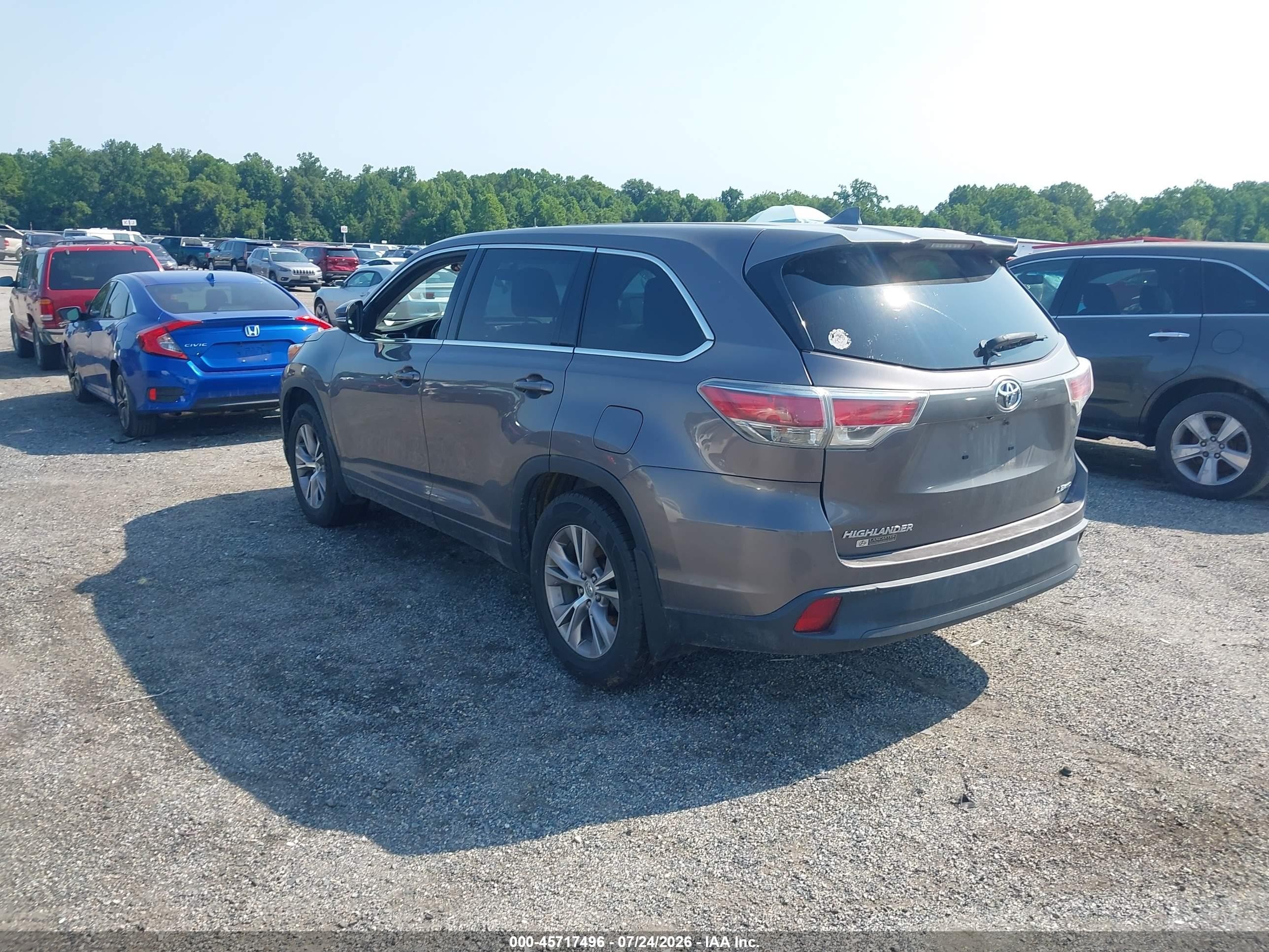2015 Toyota Highlander Le Plus V6 Gray vin: 5TDBKRFH5FS084276