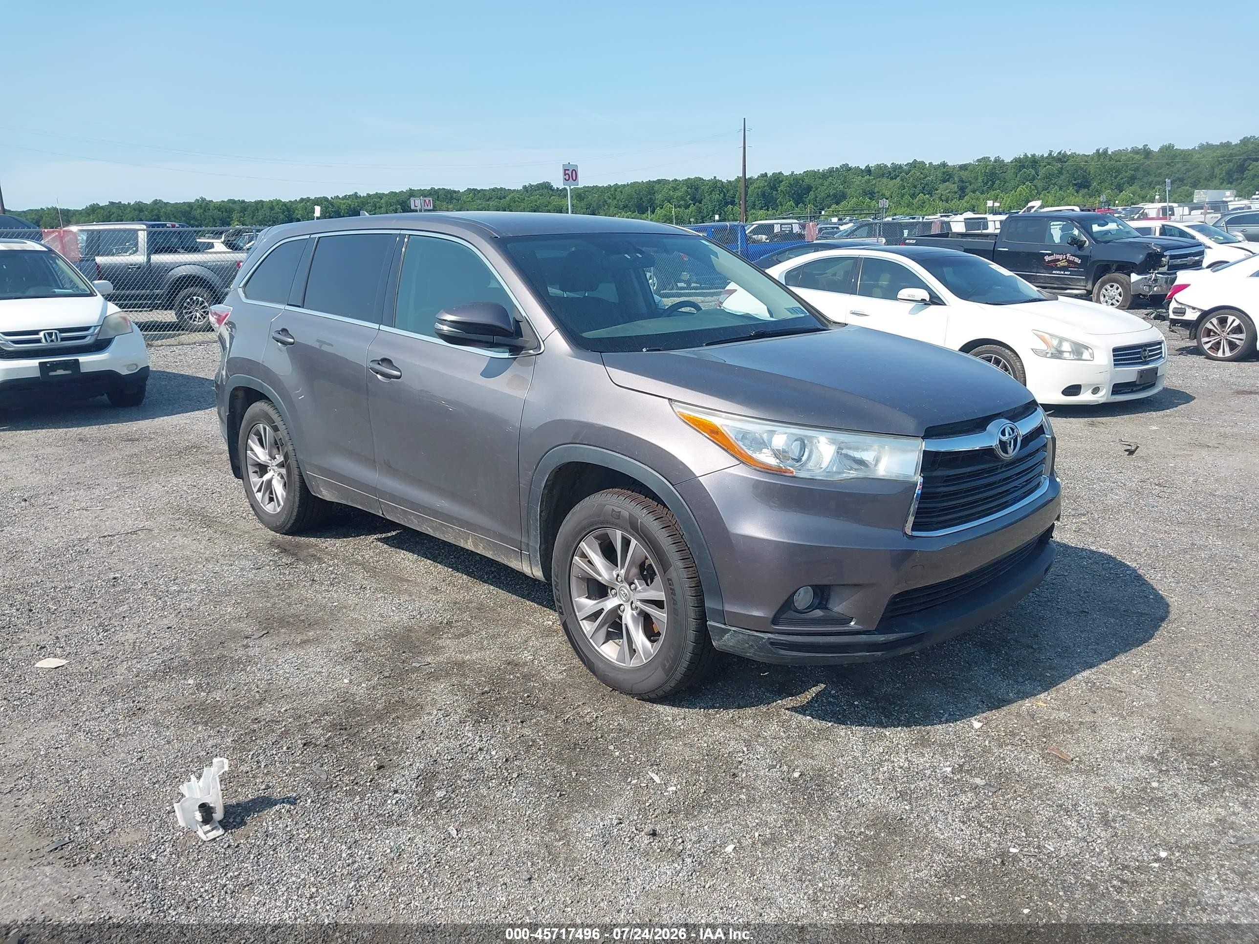 2015 Toyota Highlander Le Plus V6 Gray vin: 5TDBKRFH5FS084276