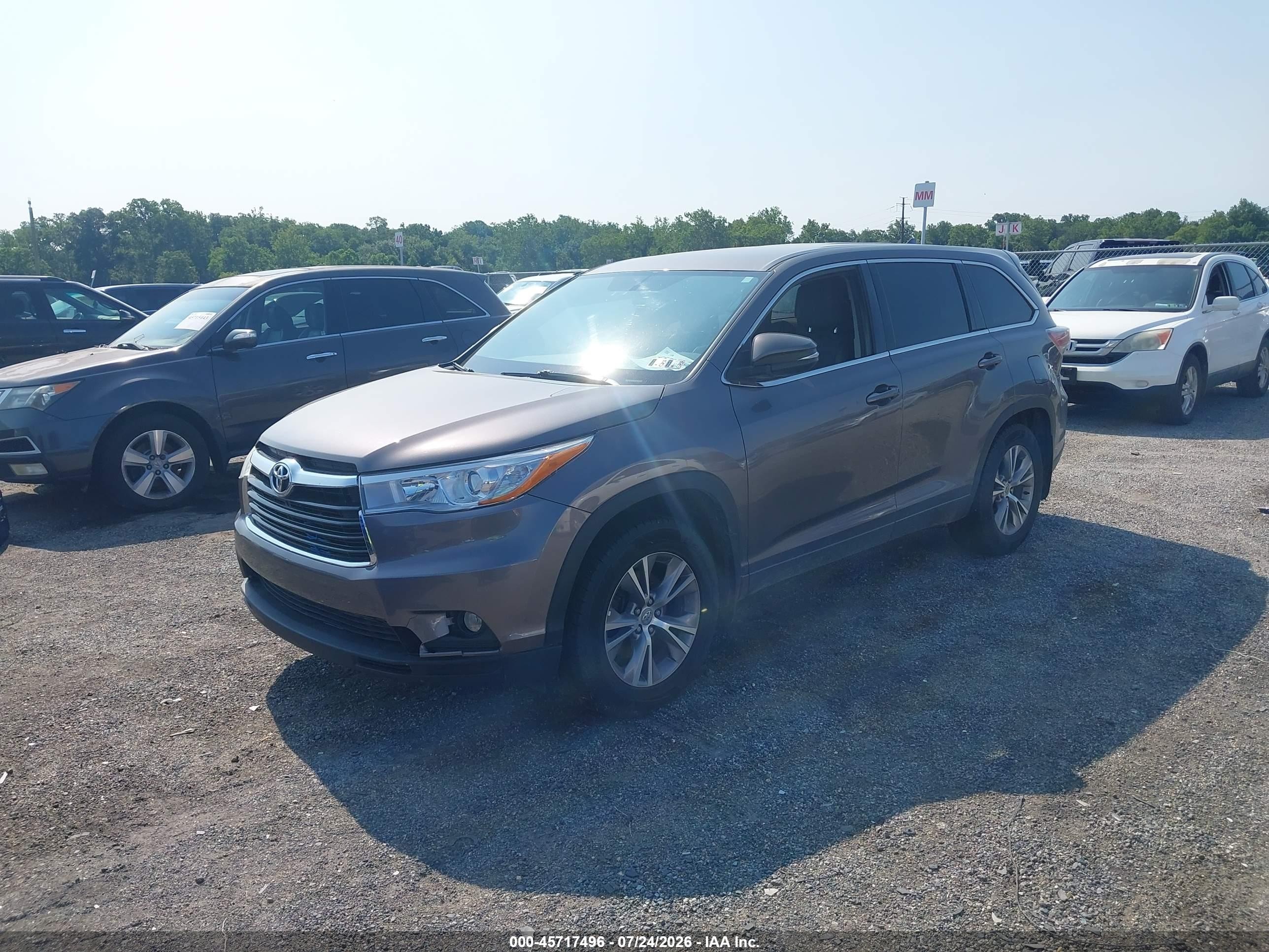 2015 Toyota Highlander Le Plus V6 Gray vin: 5TDBKRFH5FS084276