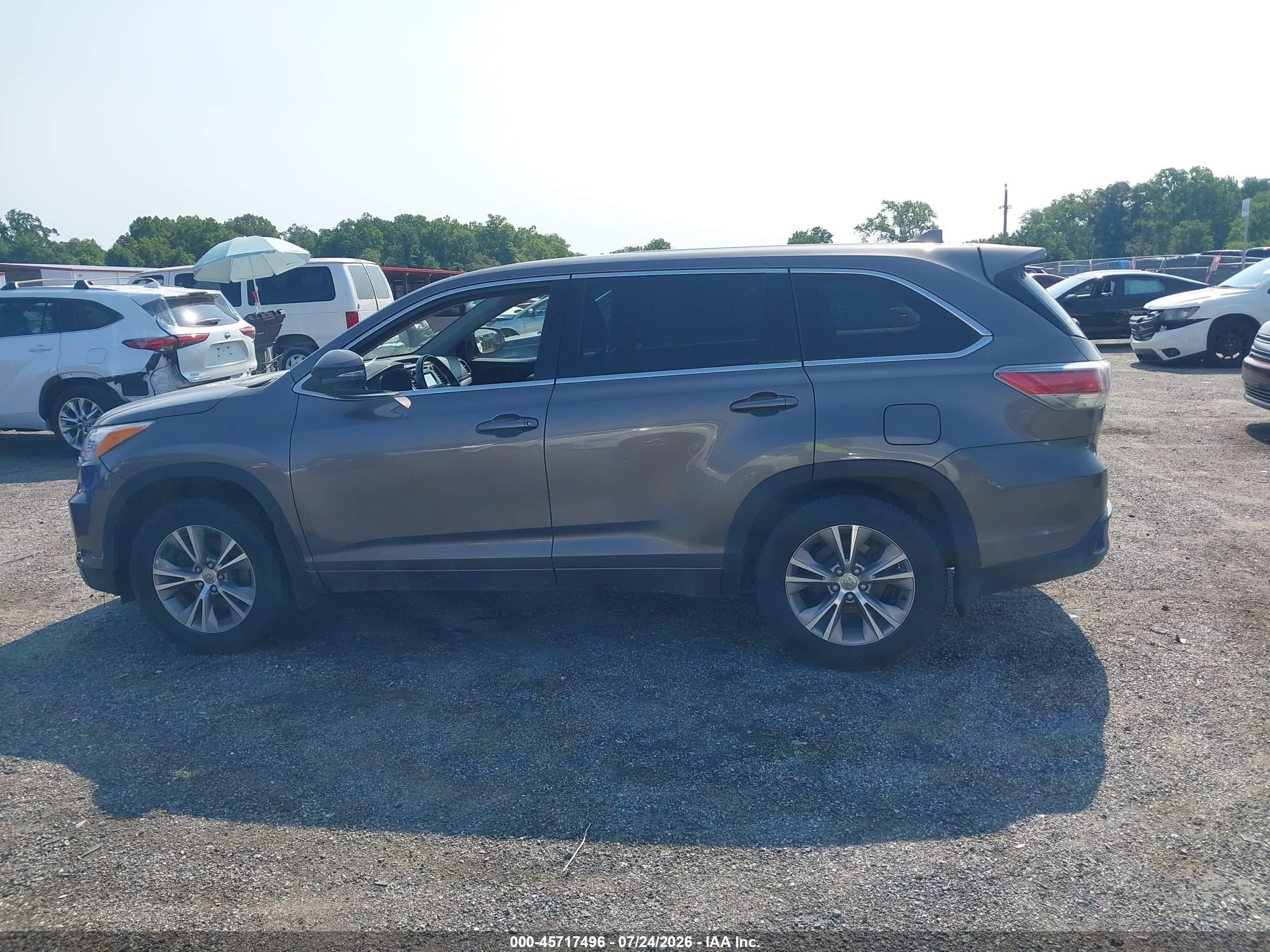 2015 Toyota Highlander Le Plus V6 Gray vin: 5TDBKRFH5FS084276