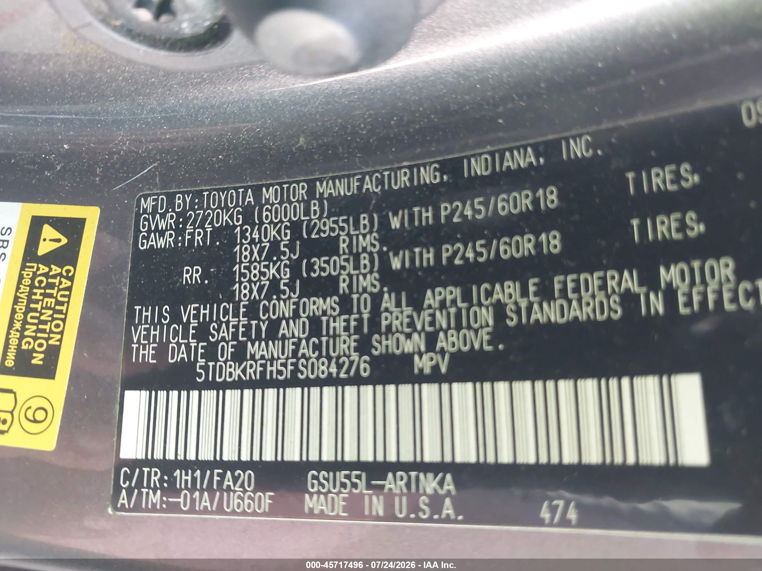 2015 Toyota Highlander Le Plus V6 Gray vin: 5TDBKRFH5FS084276