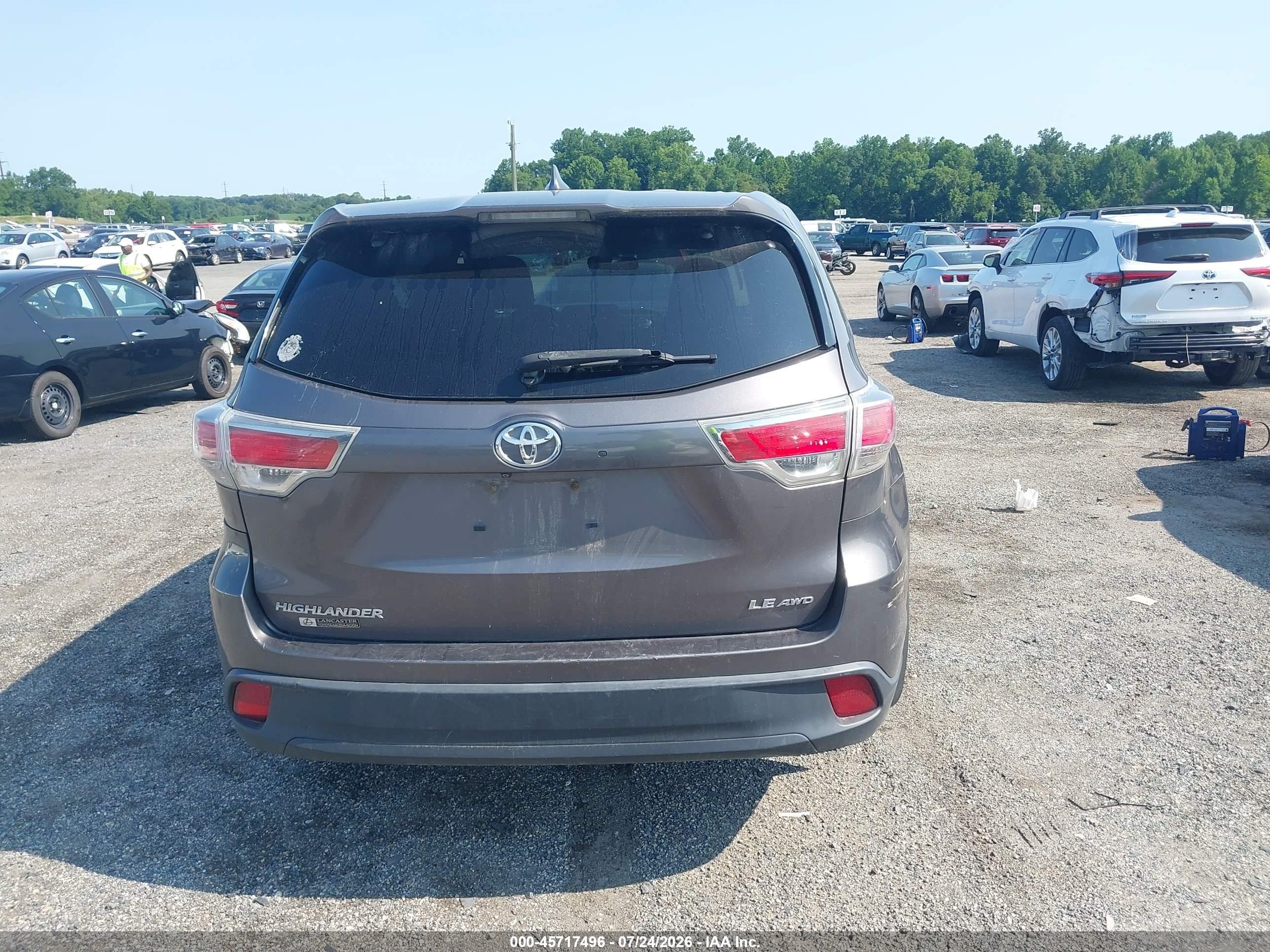 2015 Toyota Highlander Le Plus V6 Gray vin: 5TDBKRFH5FS084276