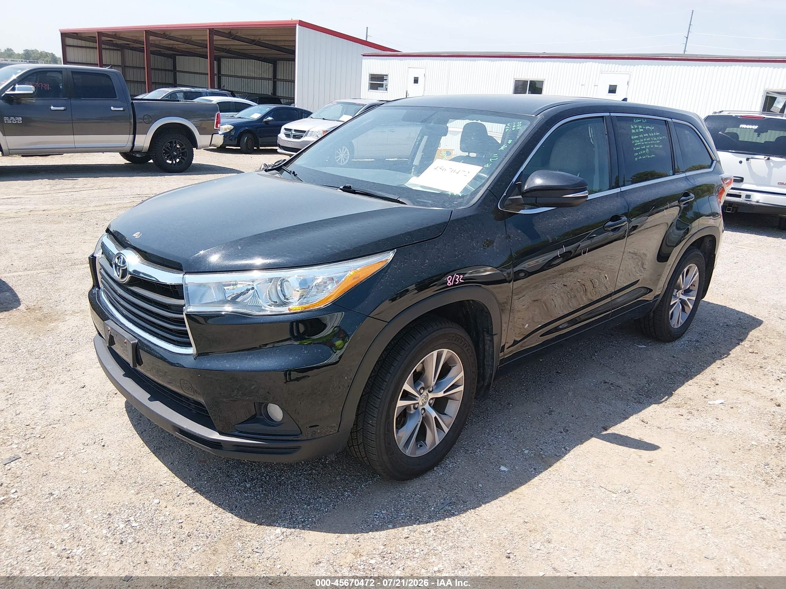2015 Toyota Highlander Le Plus V6 Черный vin: 5TDBKRFH5FS145738