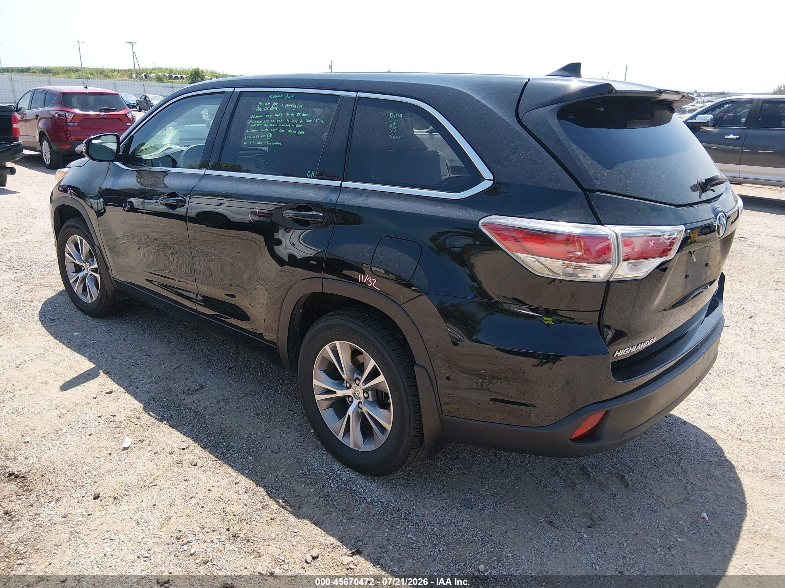 2015 Toyota Highlander Le Plus V6 Черный vin: 5TDBKRFH5FS145738