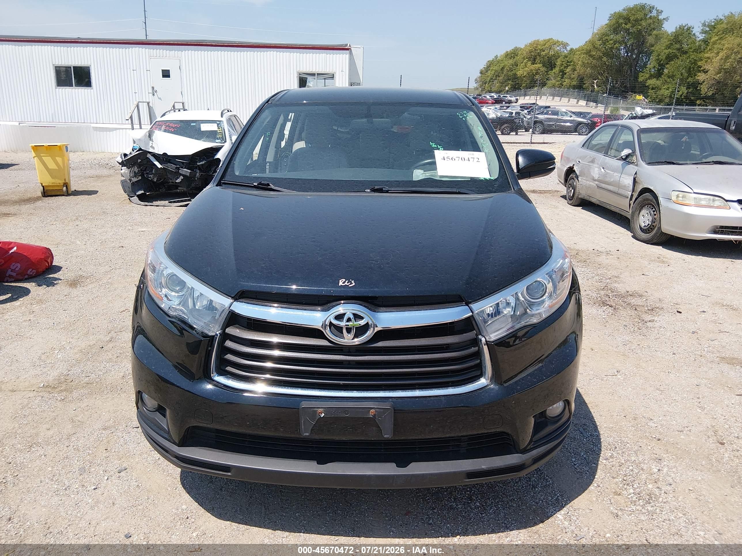 2015 Toyota Highlander Le Plus V6 Черный vin: 5TDBKRFH5FS145738