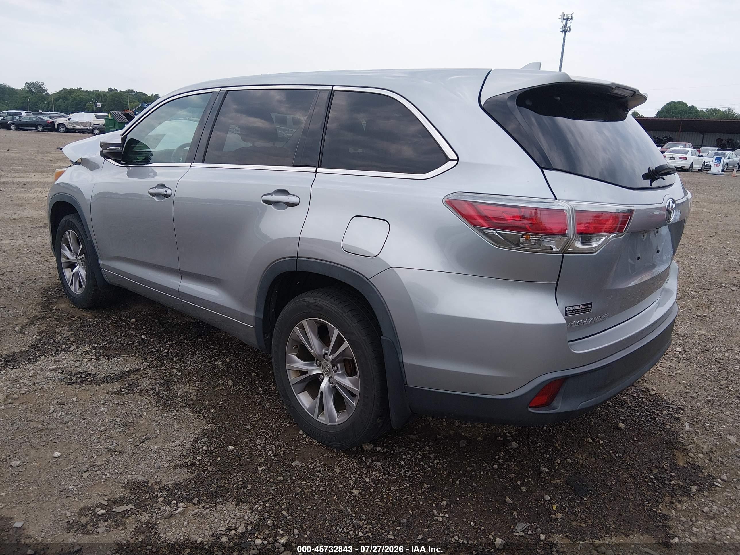 2015 Toyota Highlander Le Plus V6 Silver vin: 5TDBKRFH5FS161714