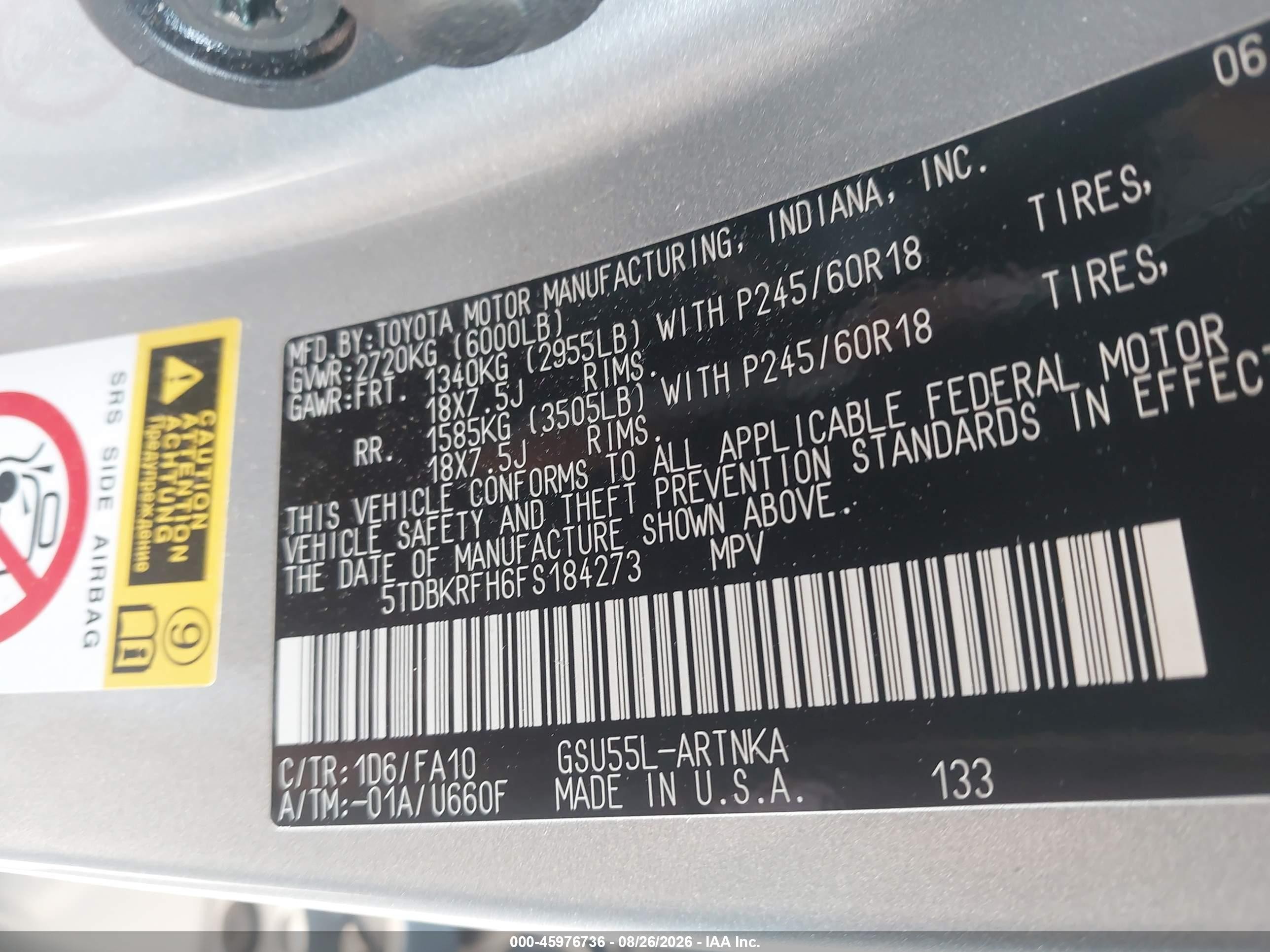 2015 Toyota Highlander Le Plus V6 Silver vin: 5TDBKRFH6FS184273