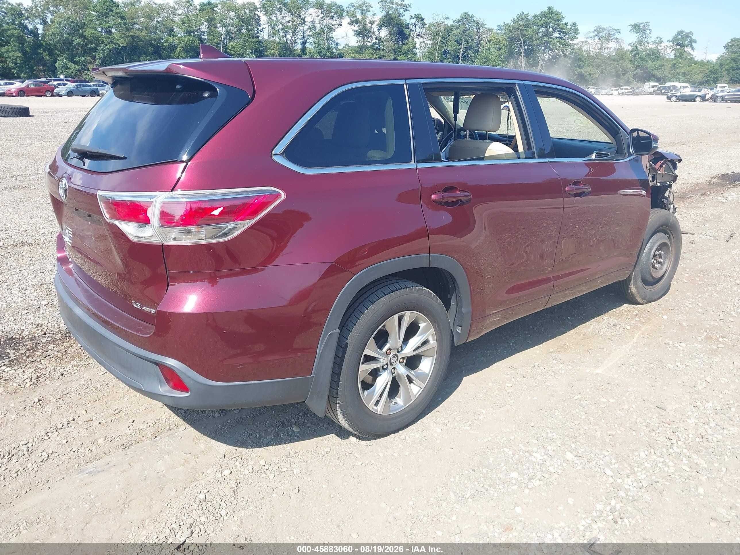 2015 Toyota Highlander Le Plus V6 Red vin: 5TDBKRFH8FS088323