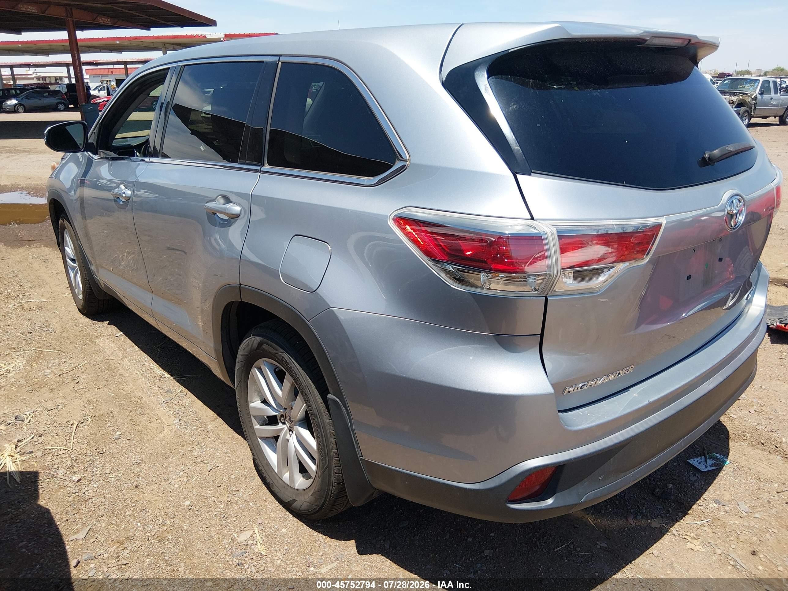 2014 Toyota Highlander Le V6 Gray vin: 5TDBKRFH9ES045172