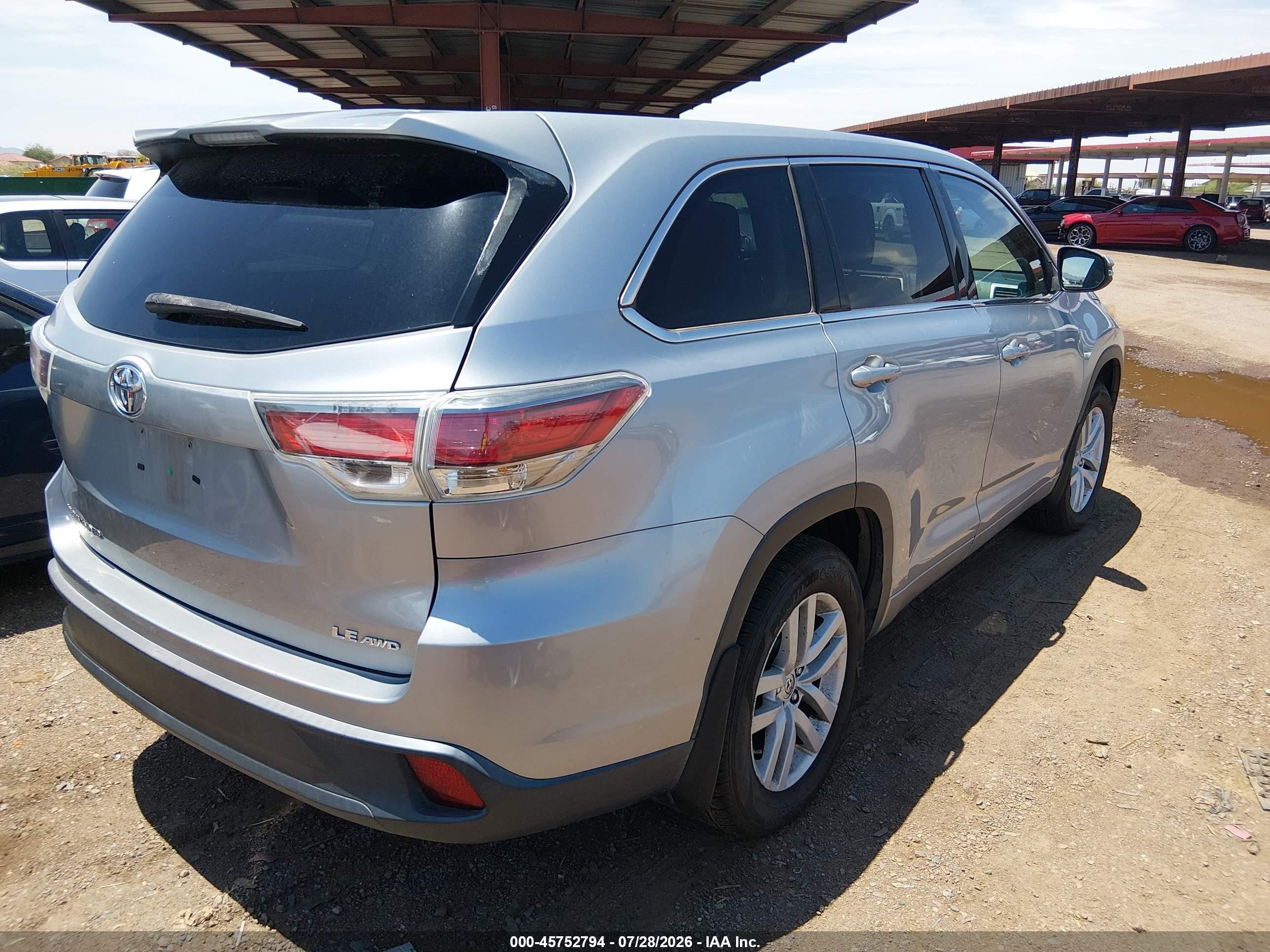 2014 Toyota Highlander Le V6 Gray vin: 5TDBKRFH9ES045172