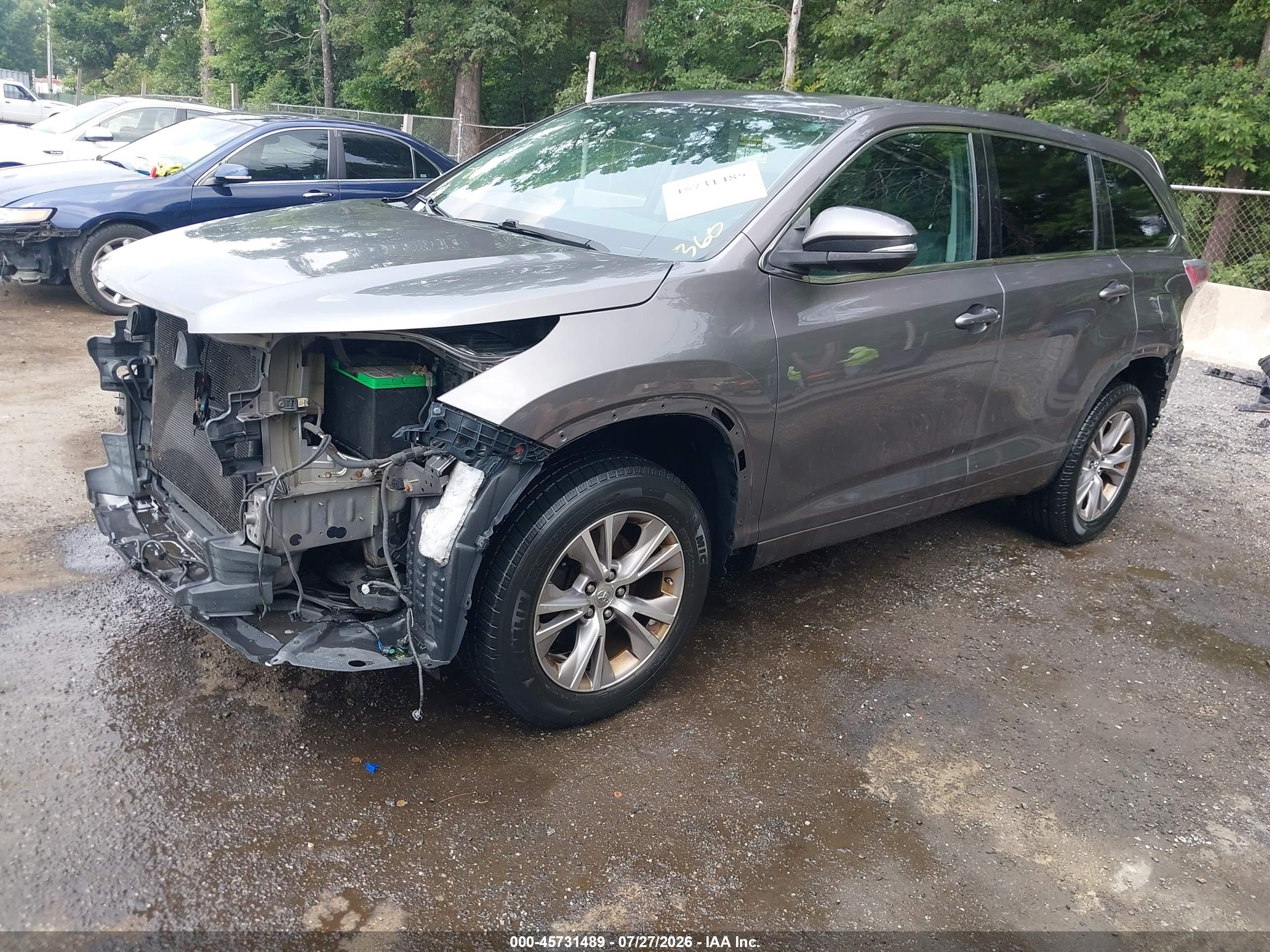 2014 Toyota Highlander Le Plus V6 Gray vin: 5TDBKRFHXES034133