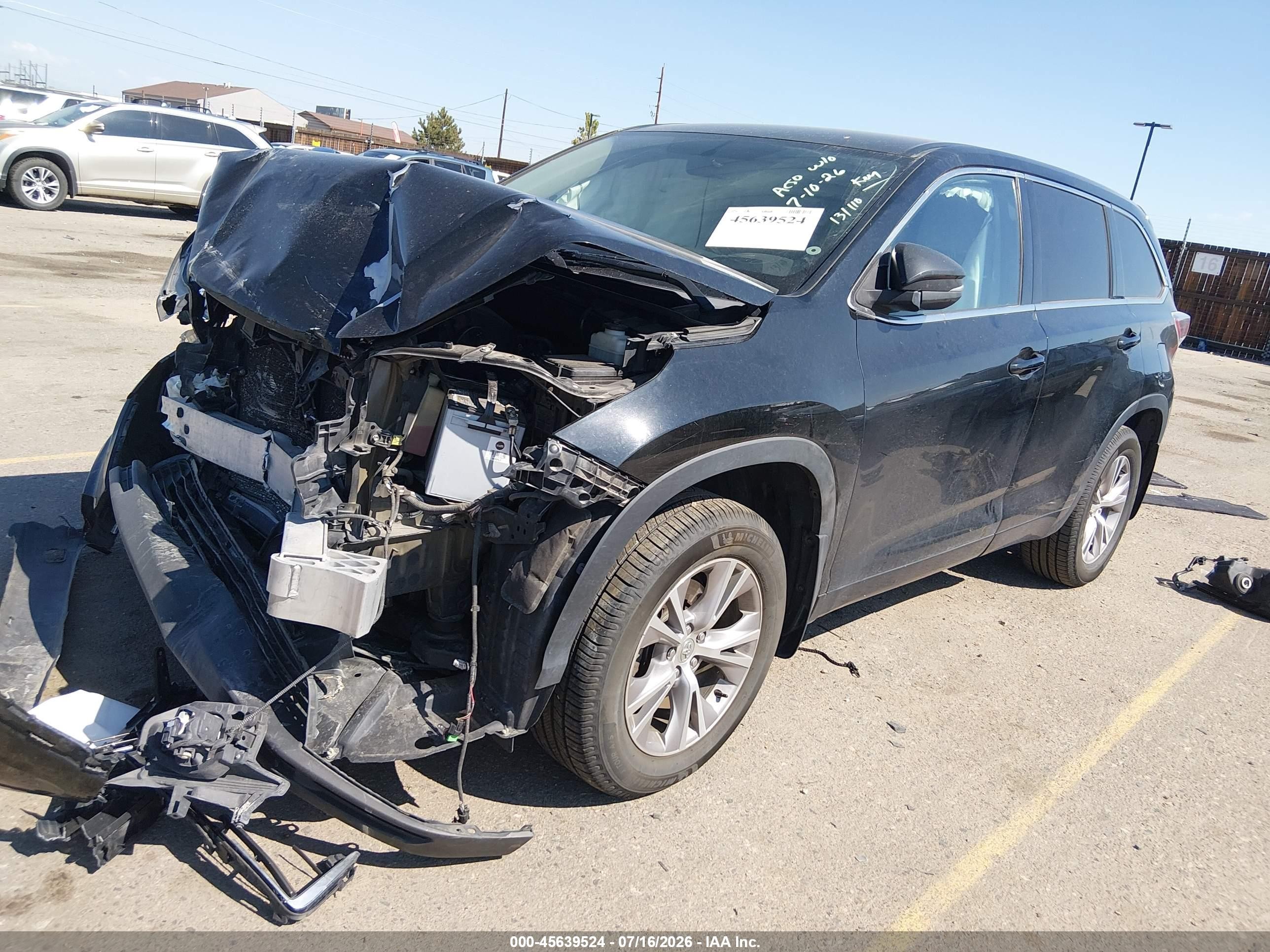 2015 Toyota Highlander Le Plus V6 Black vin: 5TDBKRFHXFS131110