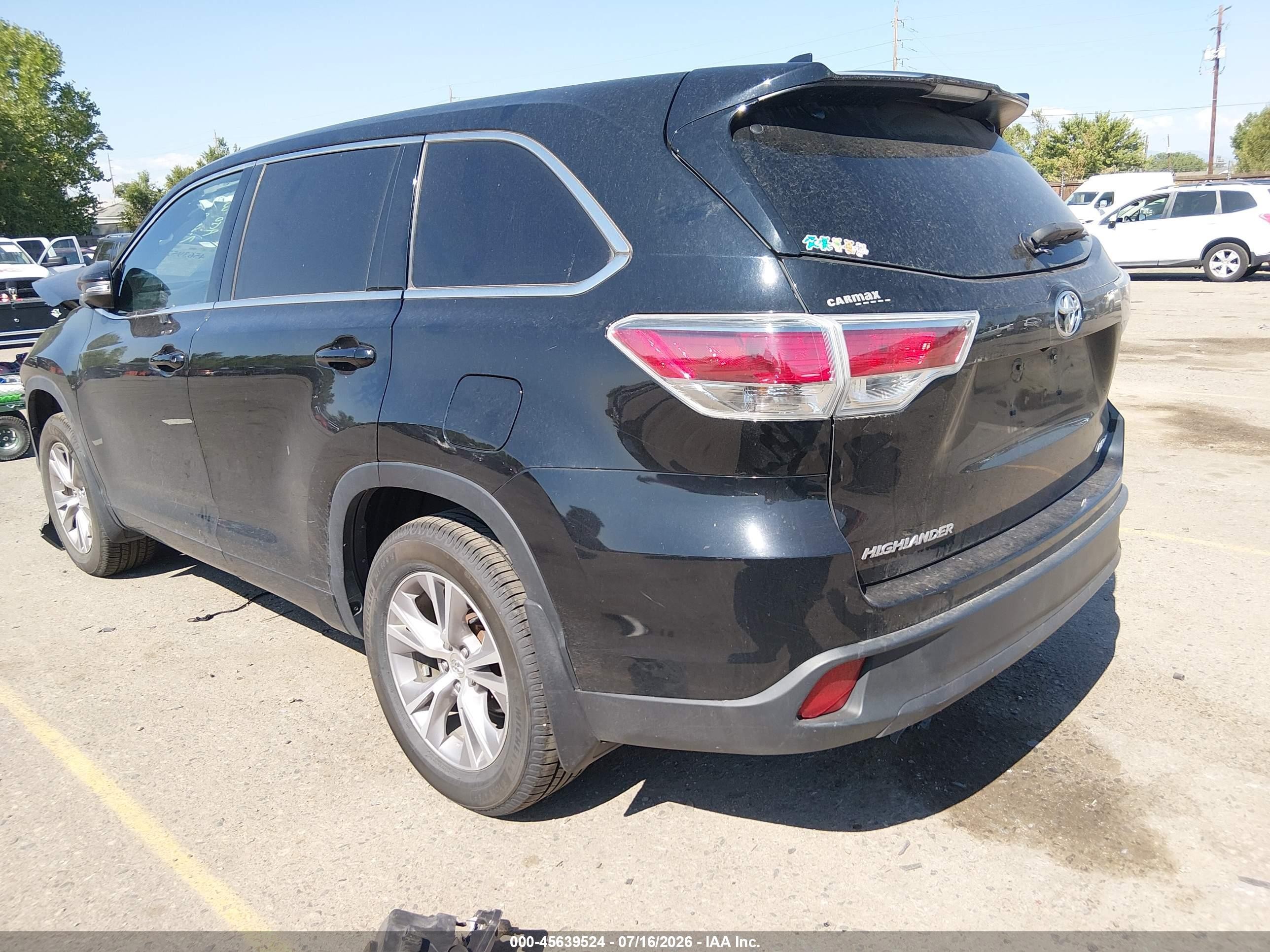 2015 Toyota Highlander Le Plus V6 Black vin: 5TDBKRFHXFS131110