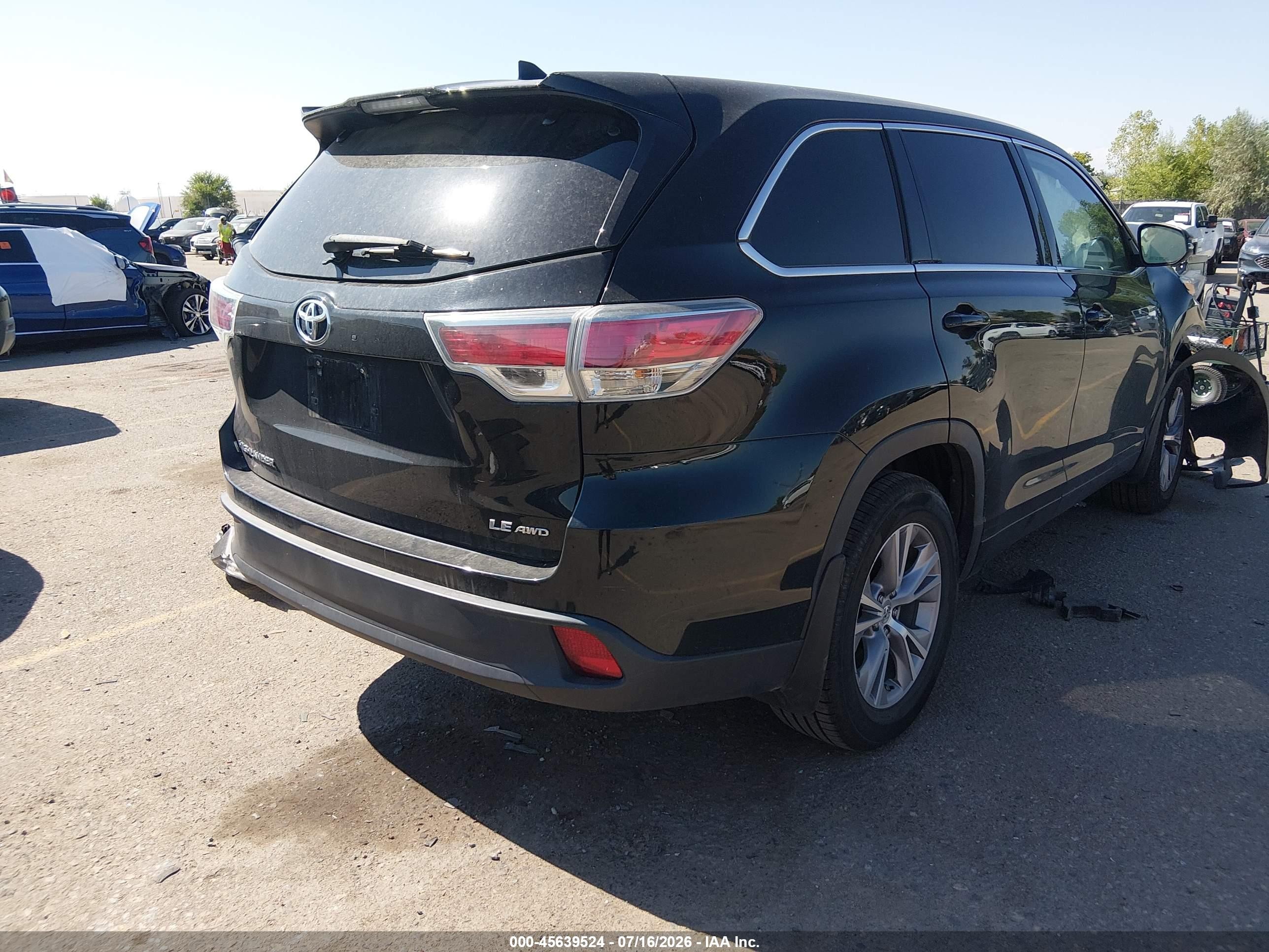 2015 Toyota Highlander Le Plus V6 Black vin: 5TDBKRFHXFS131110