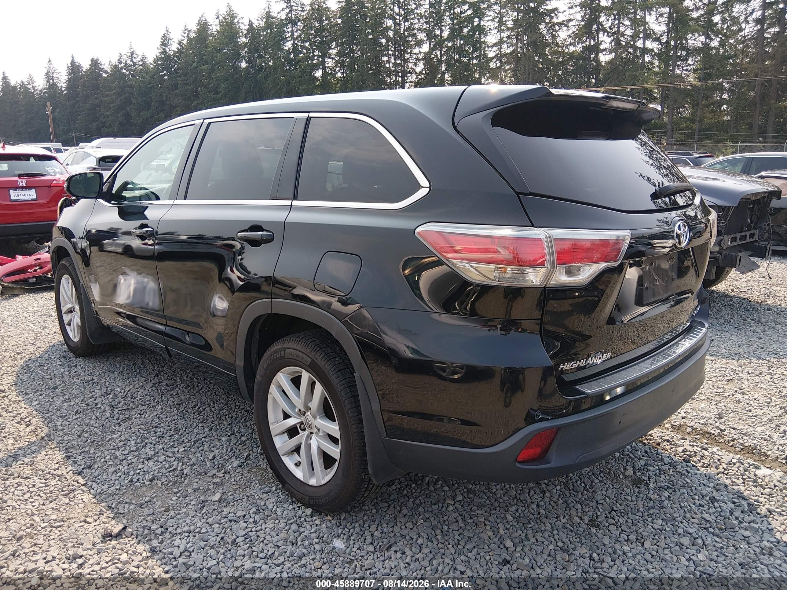 2015 Toyota Highlander Le Black vin: 5TDBKRFHXFS139031