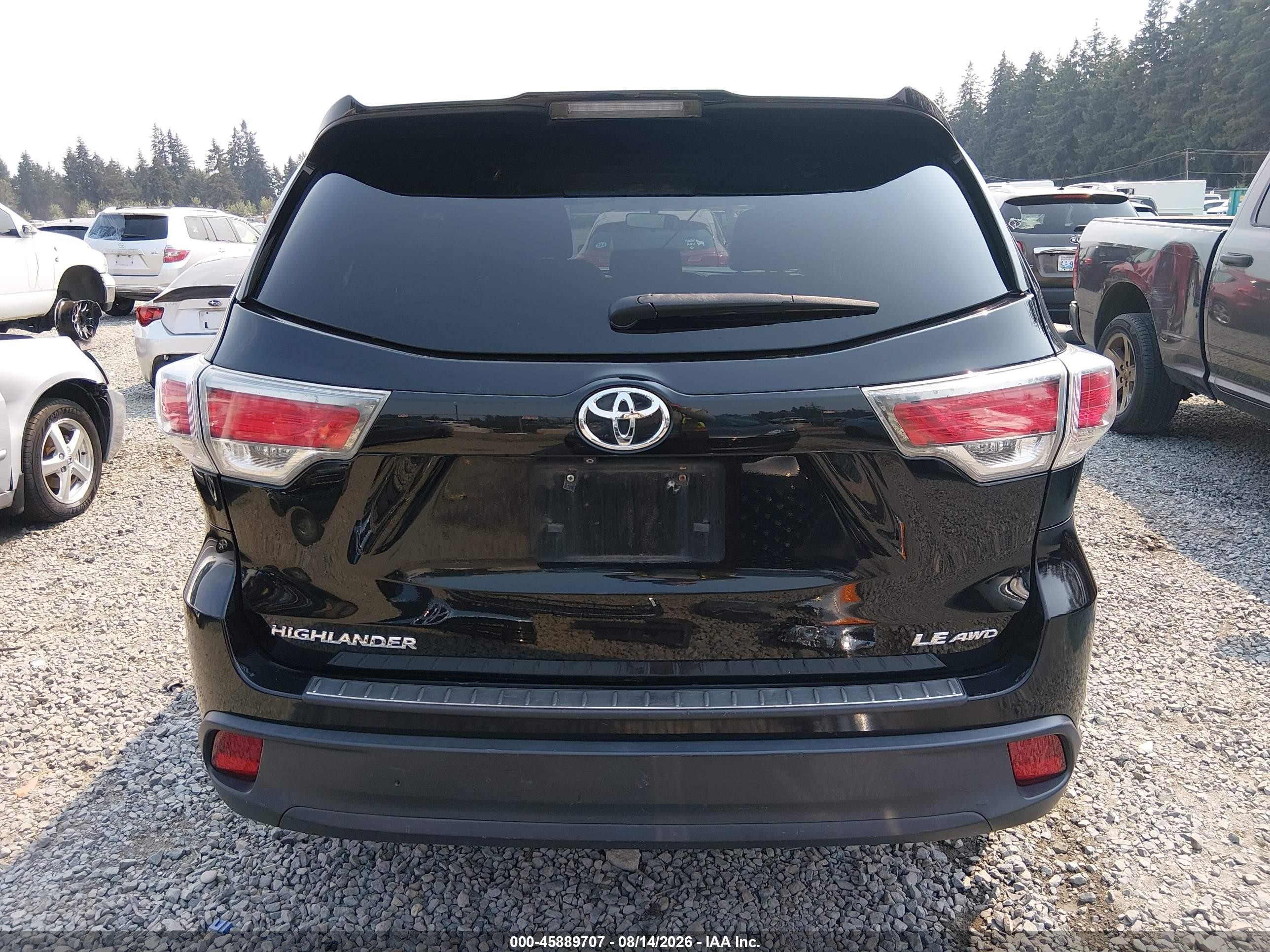 2015 Toyota Highlander Le Black vin: 5TDBKRFHXFS139031
