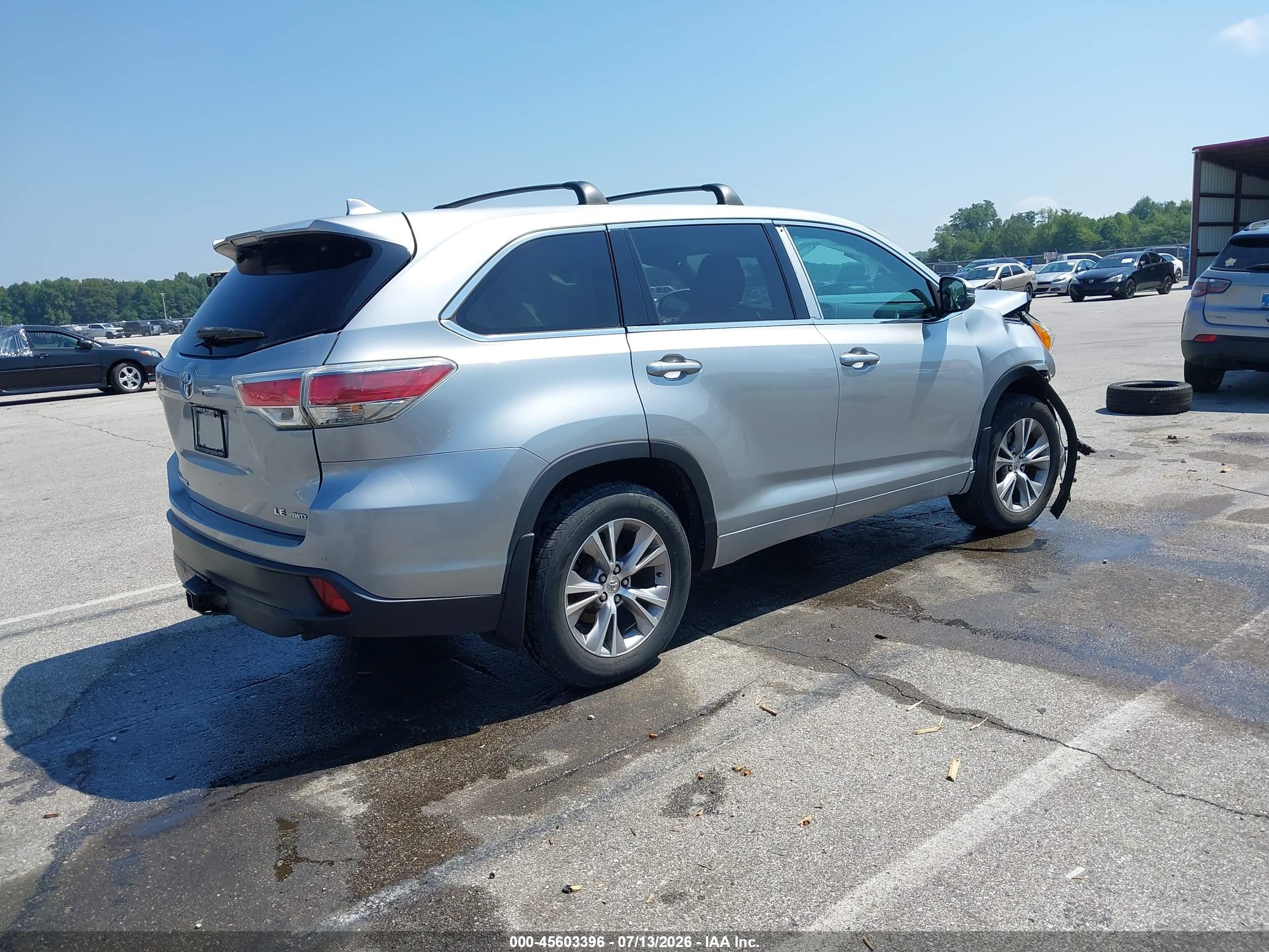 2015 Toyota Highlander Le Plus V6 Silver vin: 5TDBKRFHXFS180470