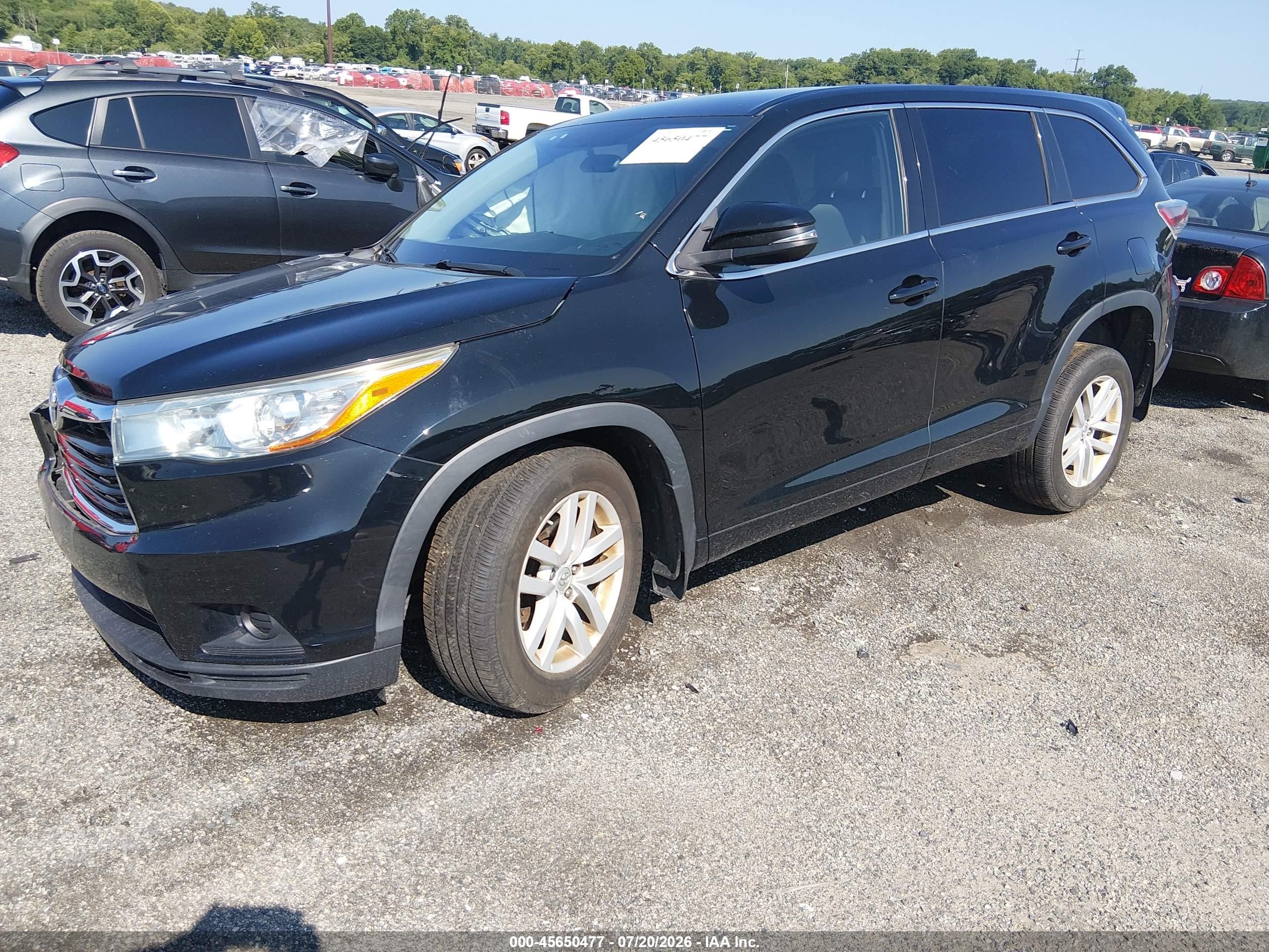 2015 Toyota Highlander Le V6 Black vin: 5TDBKRFHXFS195227
