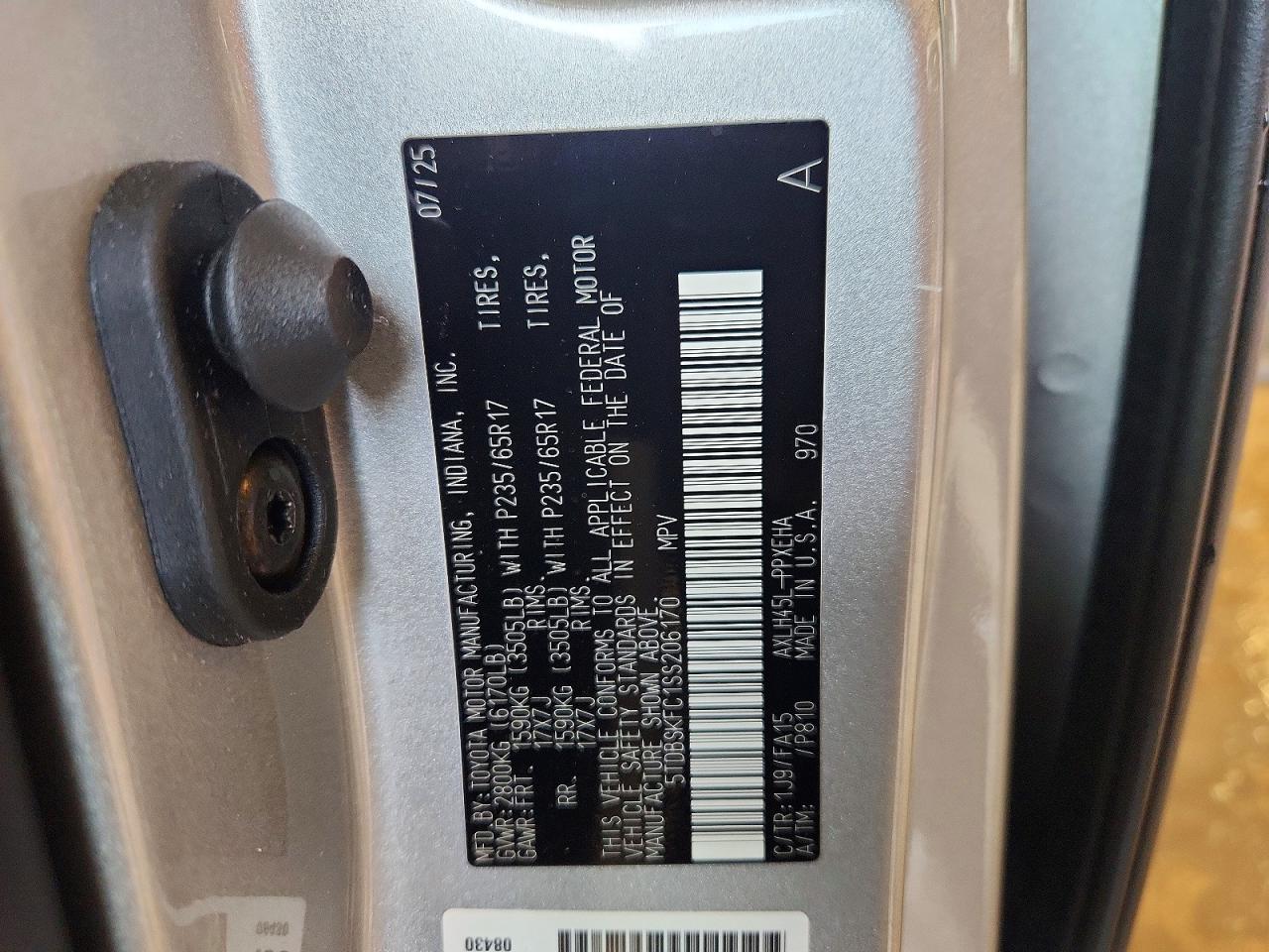 2025 Toyota Sienna Le Gray vin: 5TDBSKFC1SS206170