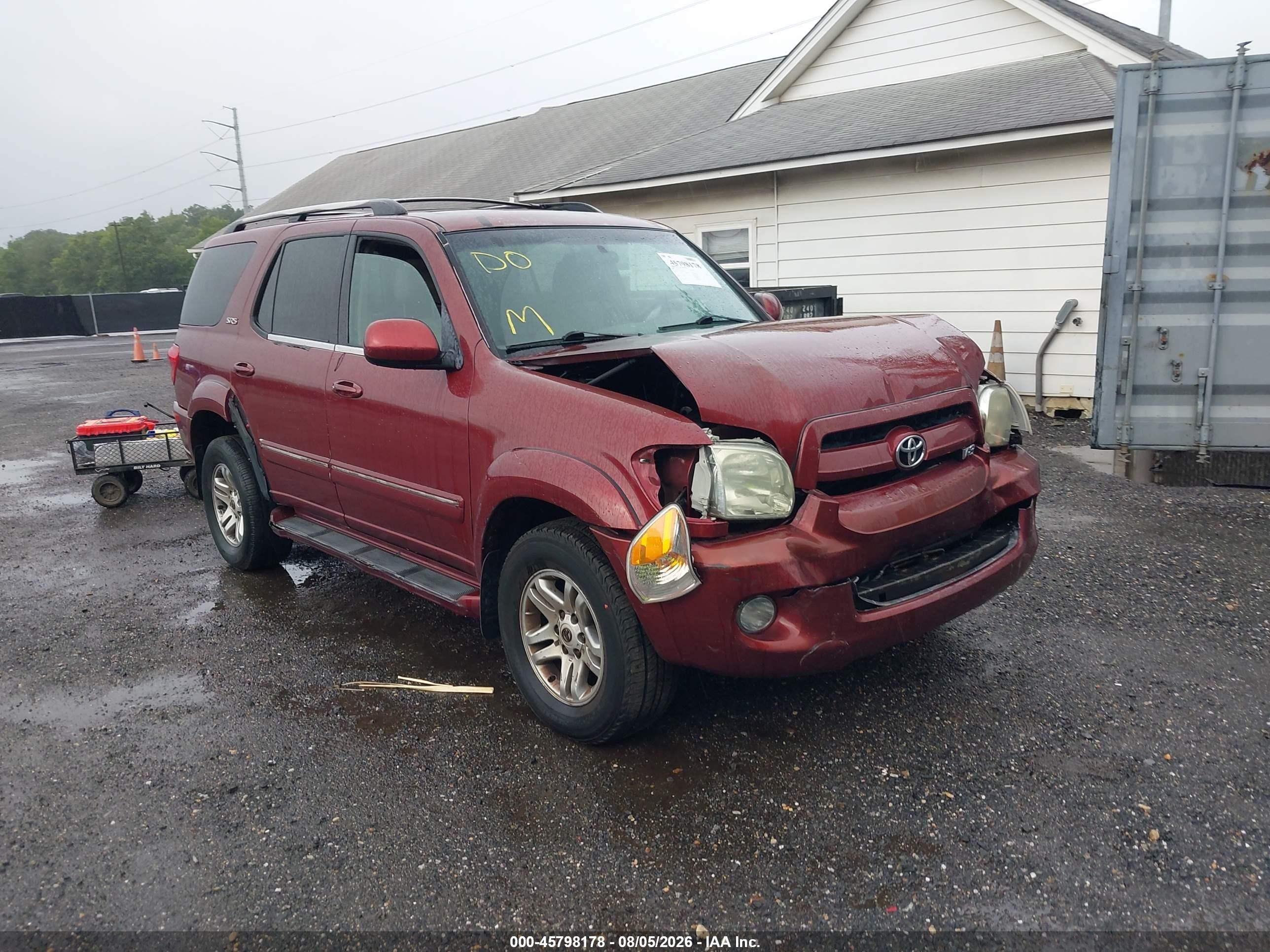 2007 Toyota Sequoia Sr5 Red vin: 5TDBT44A17S282957