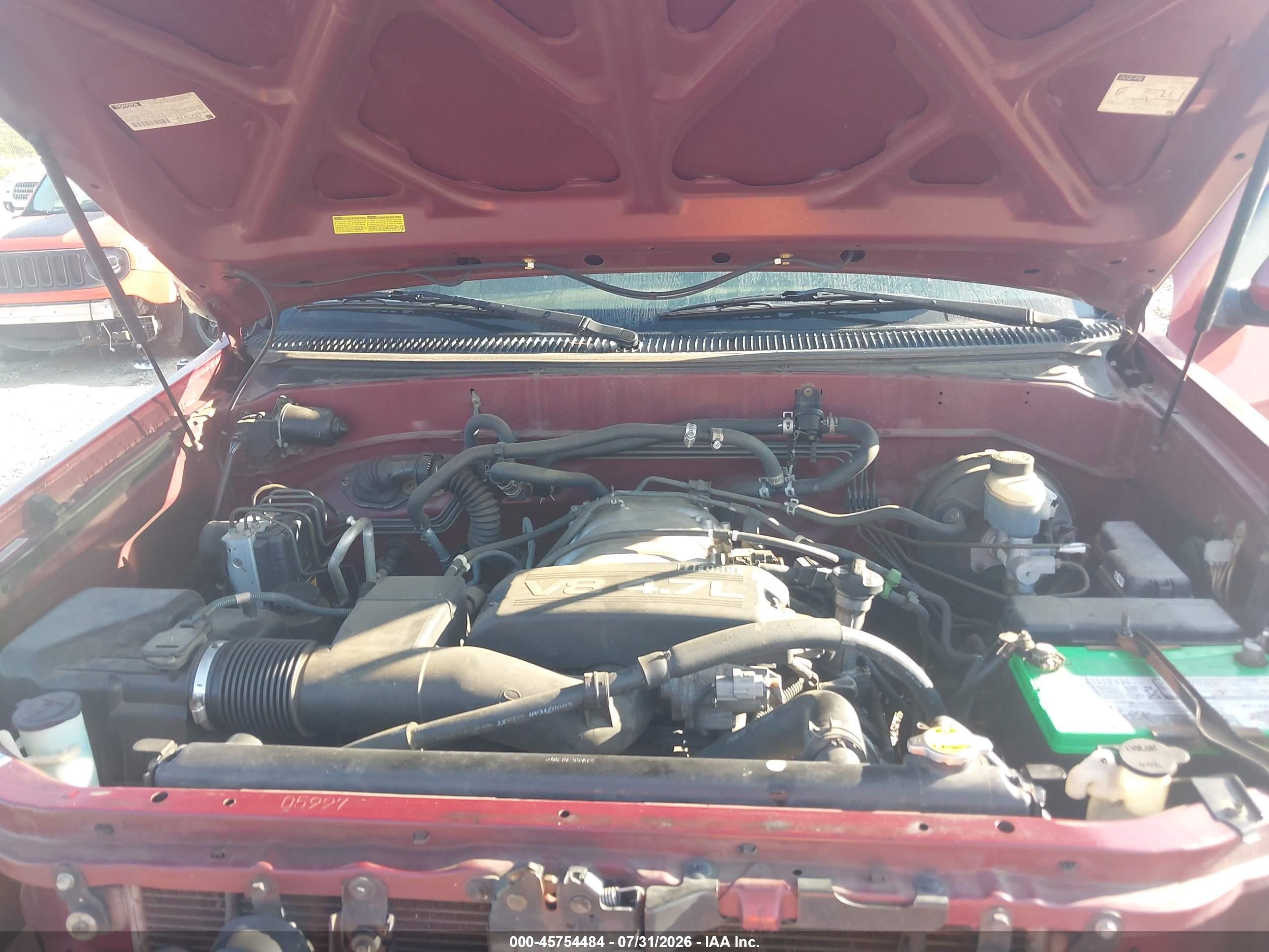 2001 Toyota Sequoia Sr5 V8 Red vin: 5TDBT44A21S050052
