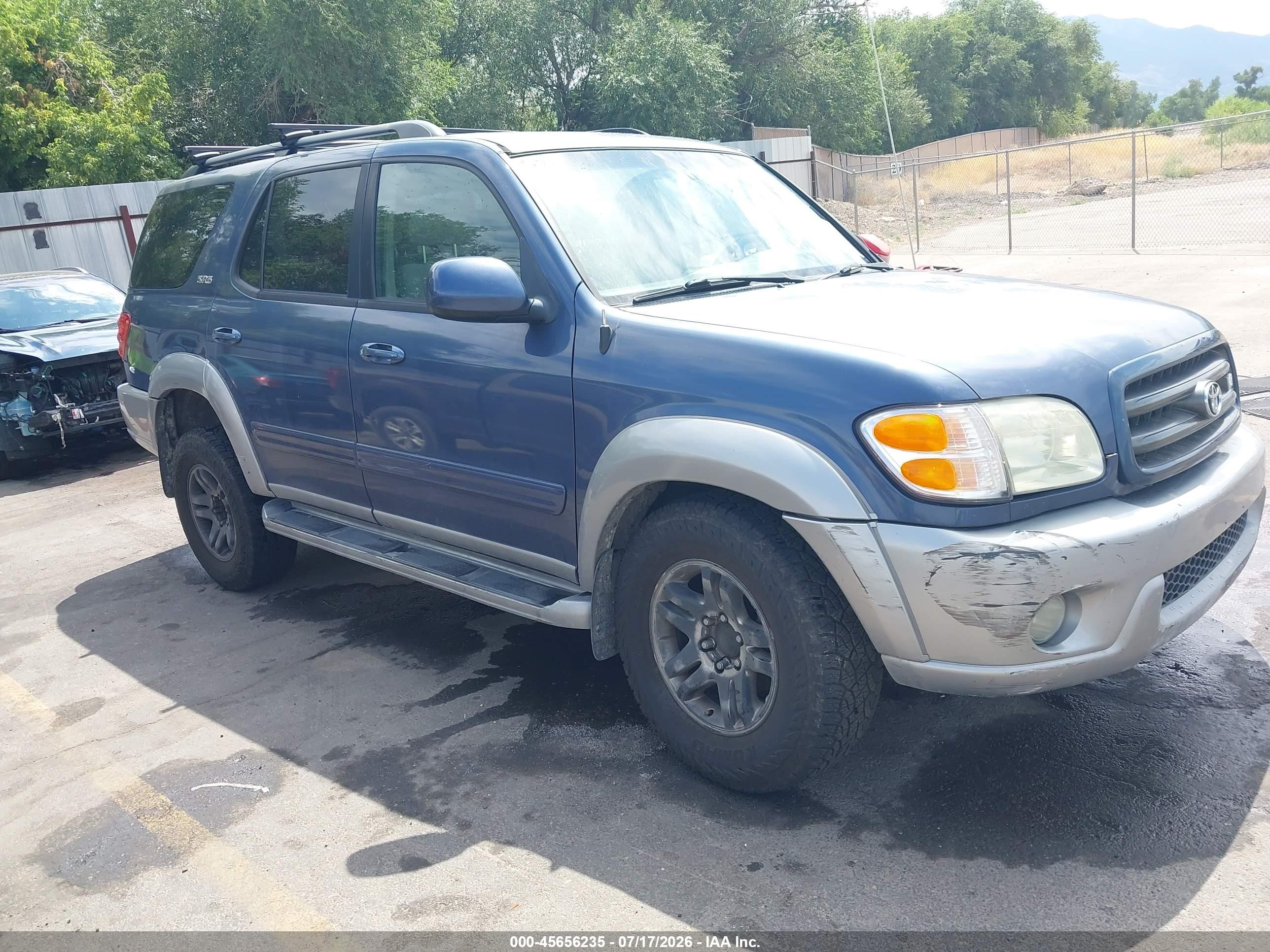 2003 Toyota Sequoia Sr5 V8 Blue vin: 5TDBT44A23S200406