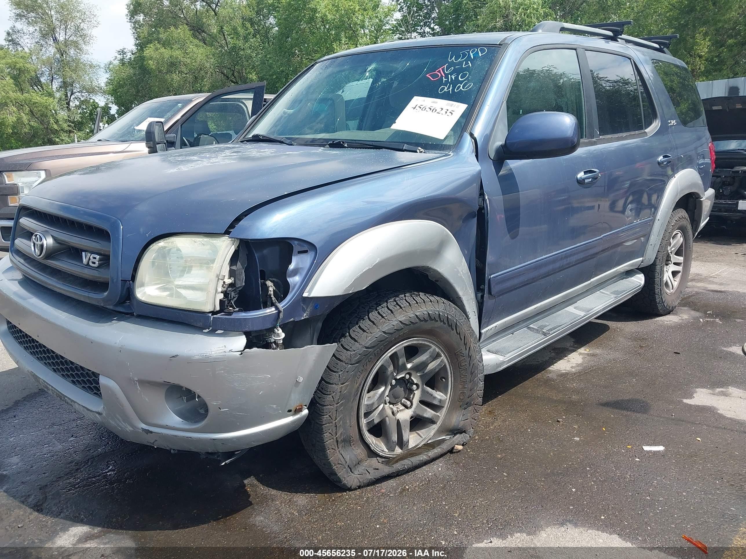 2003 Toyota Sequoia Sr5 V8 Blue vin: 5TDBT44A23S200406