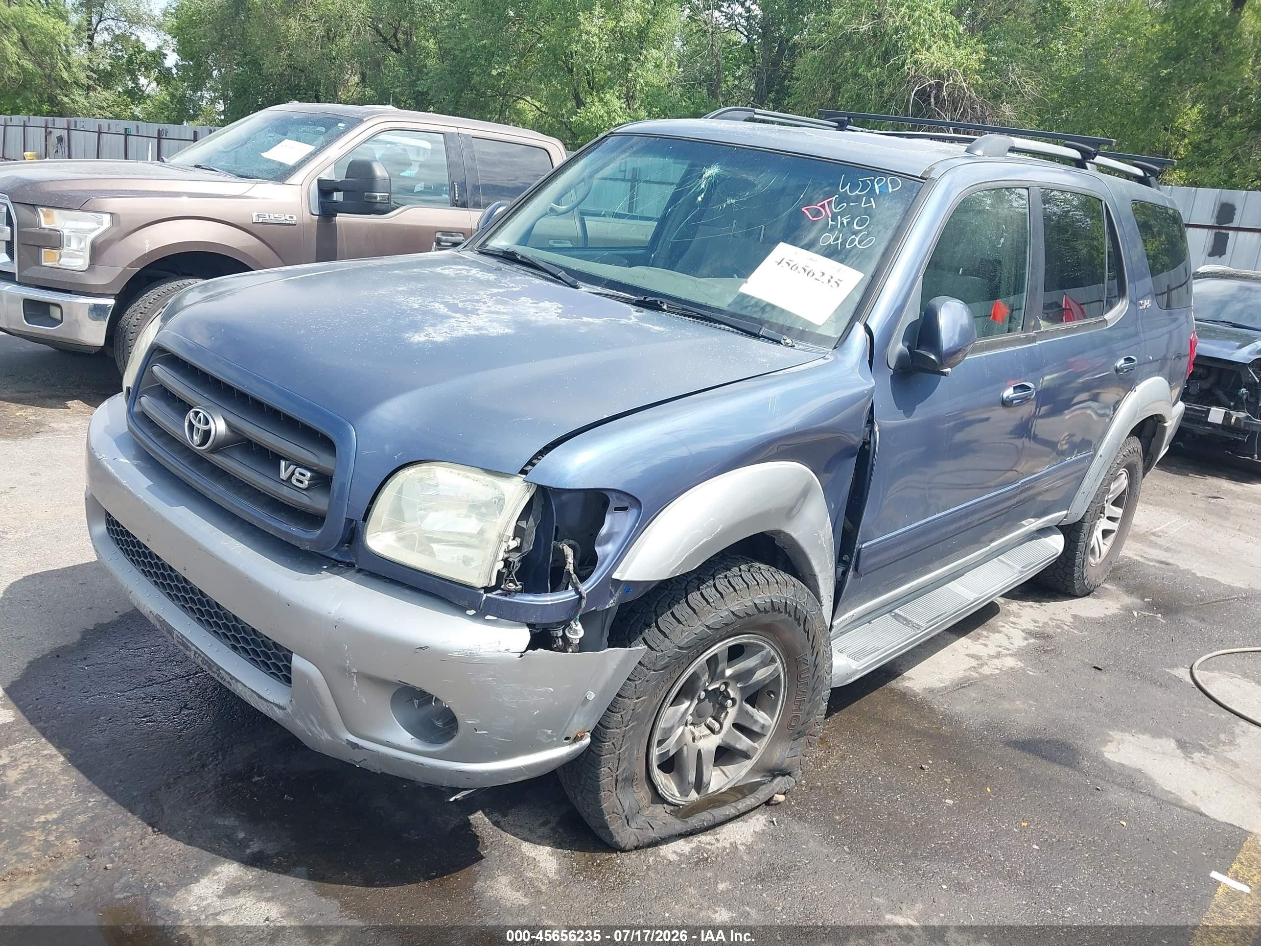 2003 Toyota Sequoia Sr5 V8 Blue vin: 5TDBT44A23S200406