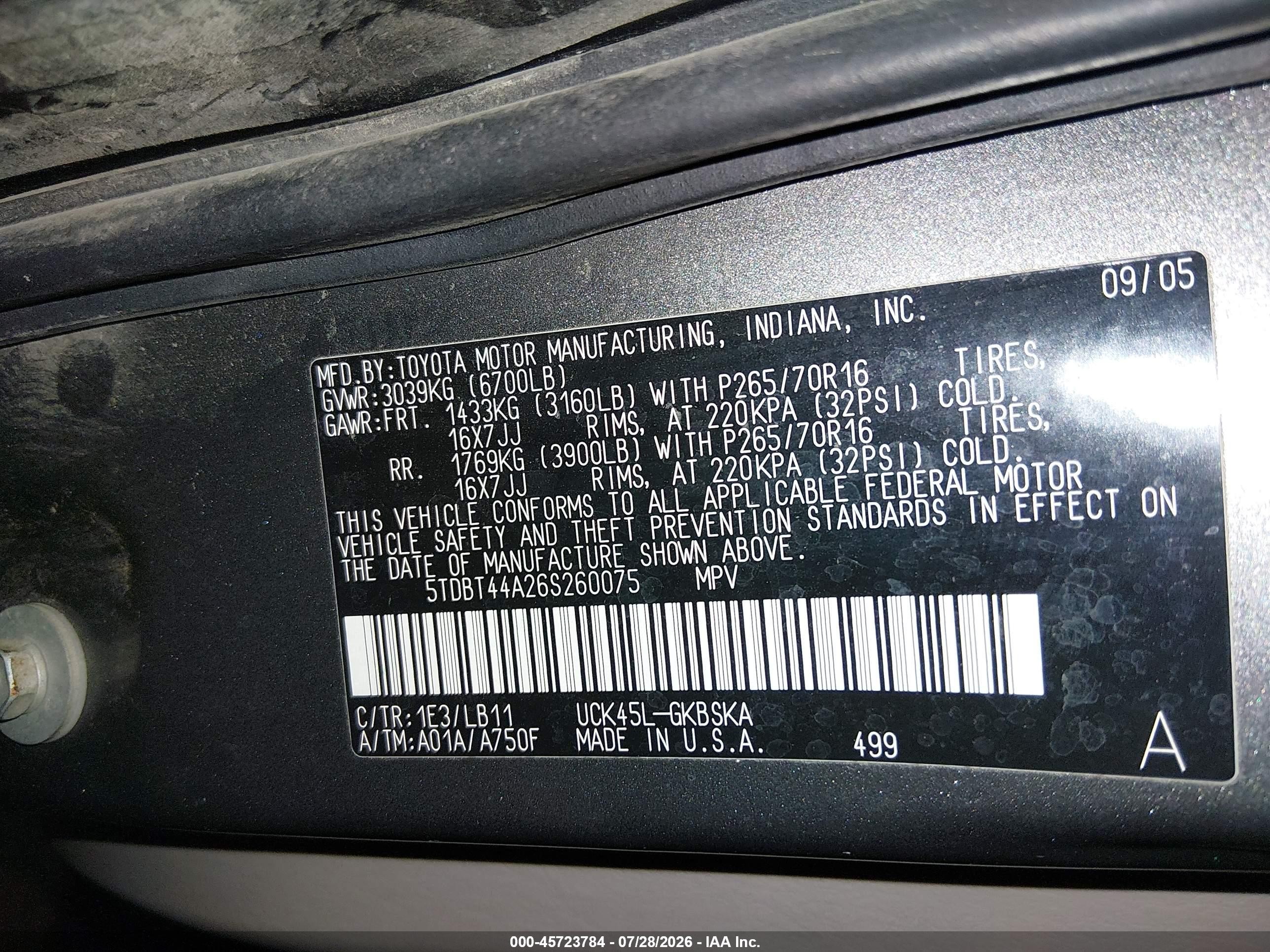 2006 Toyota Sequoia Sr5 V8 Gray vin: 5TDBT44A26S260075