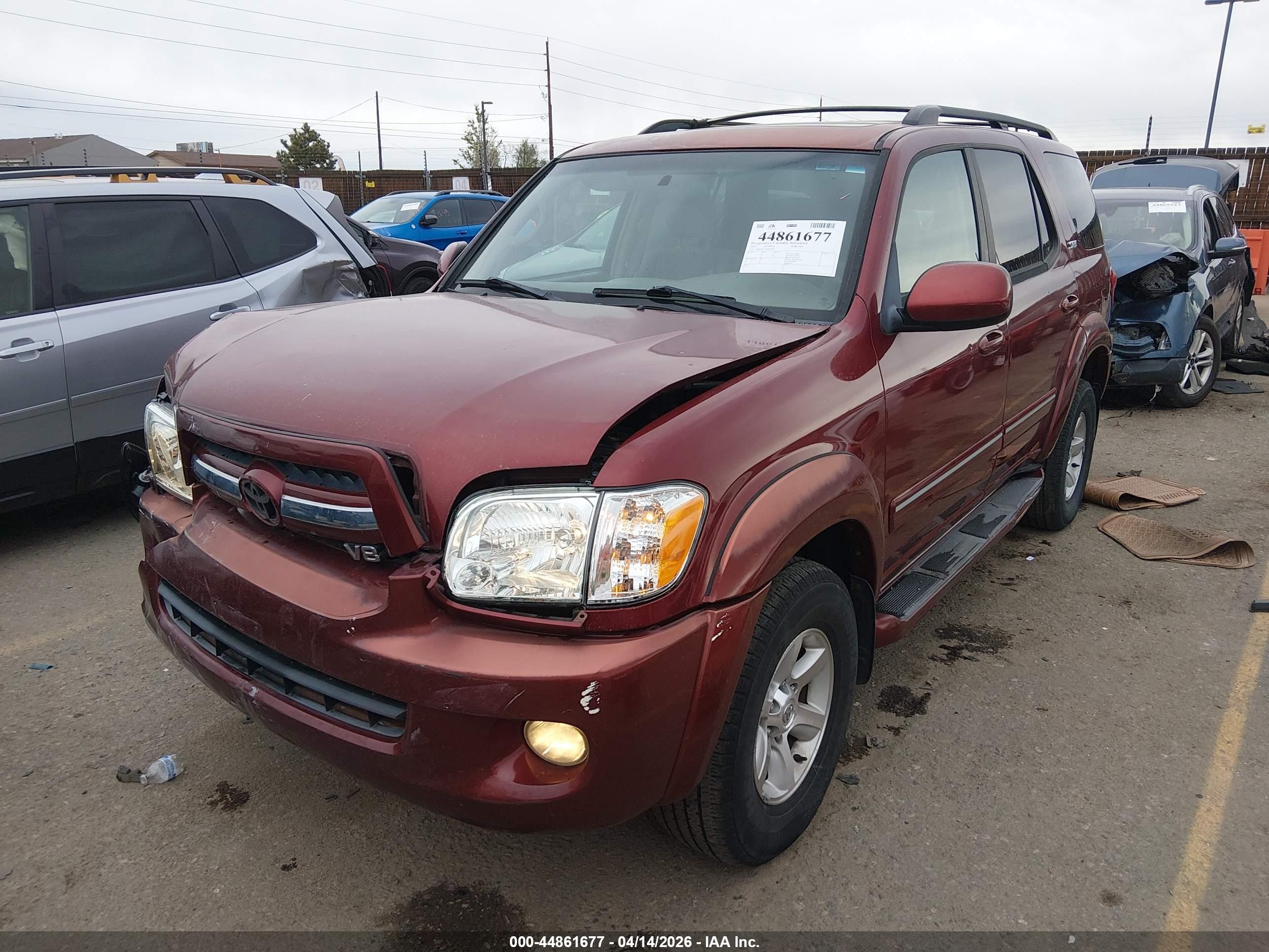 2006 Toyota Sequoia Sr5 V8 Red vin: 5TDBT44A26S261968