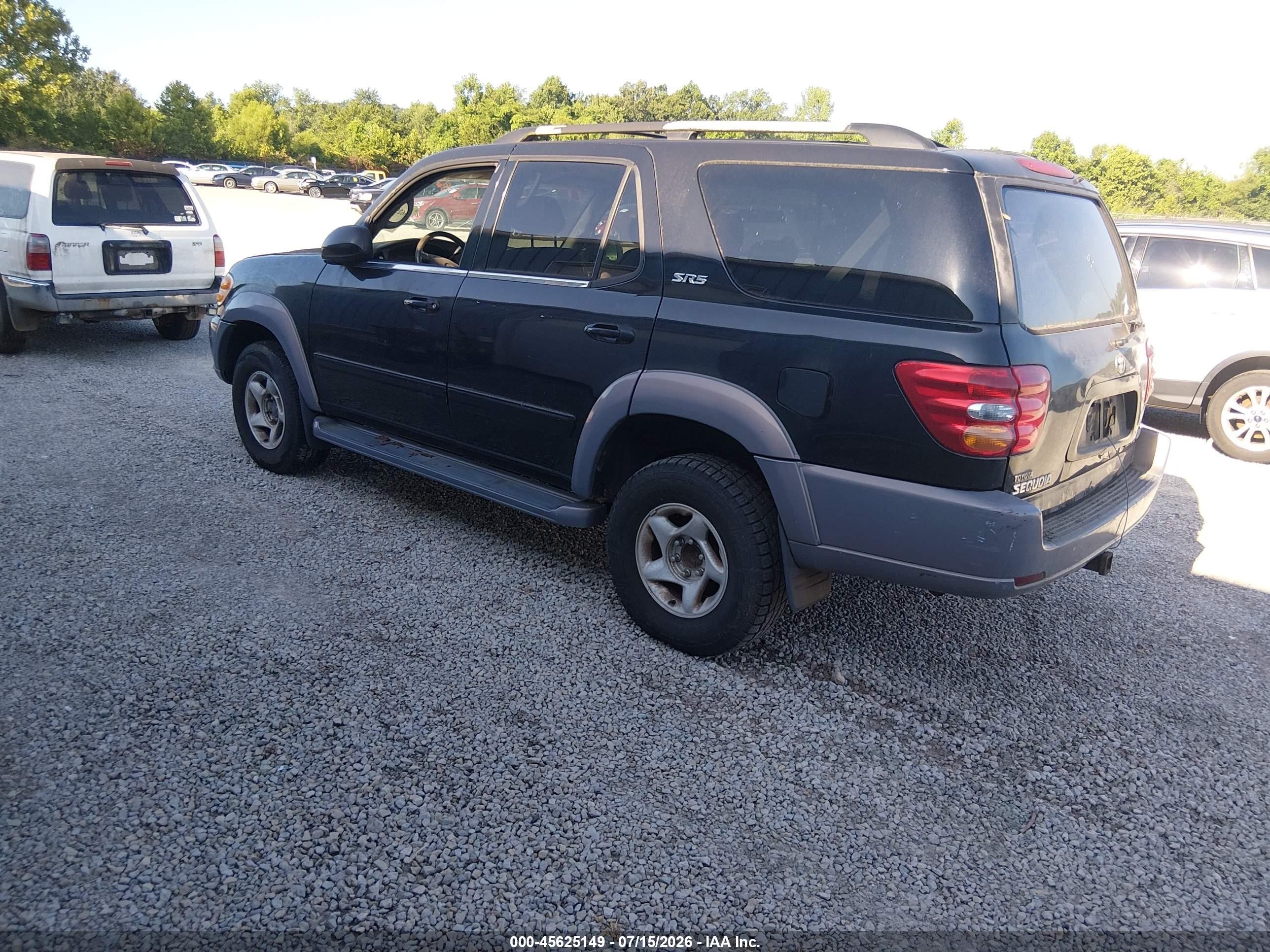 2001 Toyota Sequoia Sr5 V8 Black vin: 5TDBT44A31S031493