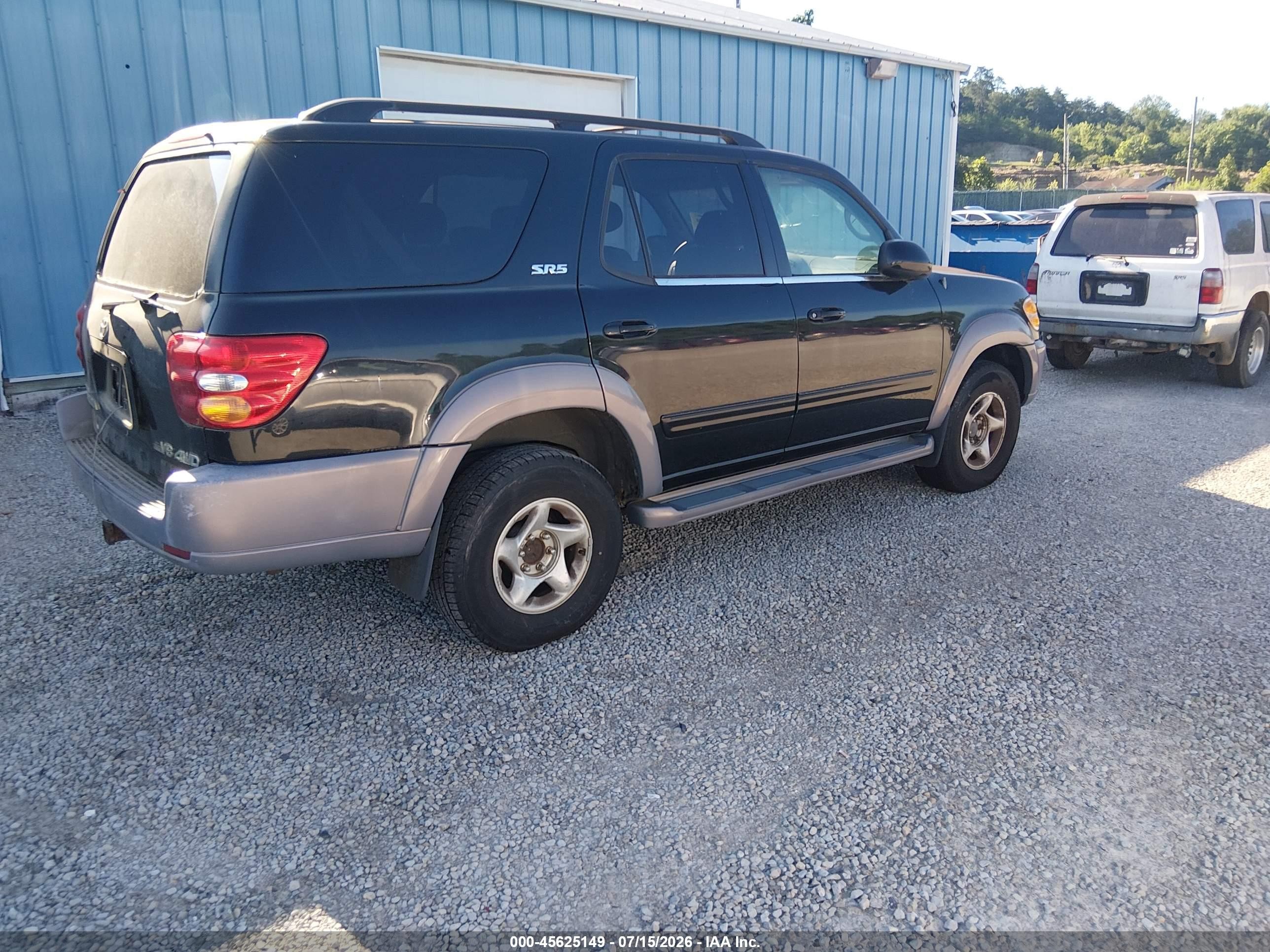 2001 Toyota Sequoia Sr5 V8 Black vin: 5TDBT44A31S031493