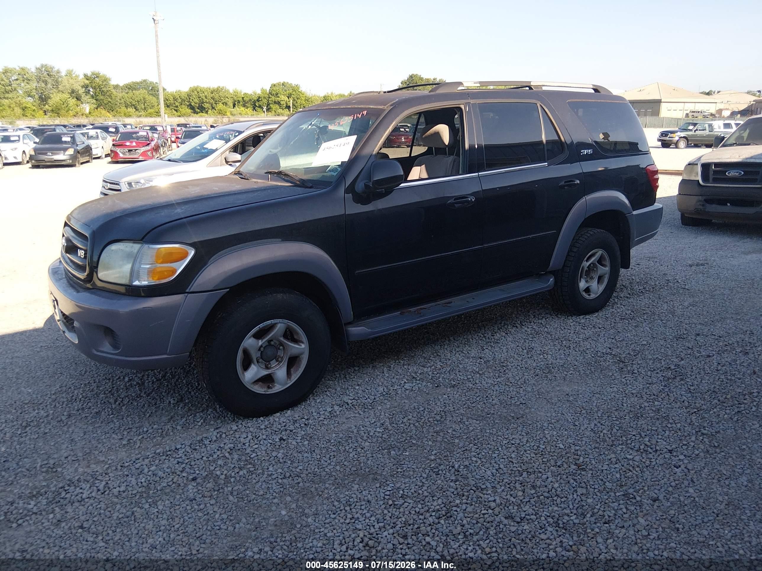 2001 Toyota Sequoia Sr5 V8 Black vin: 5TDBT44A31S031493