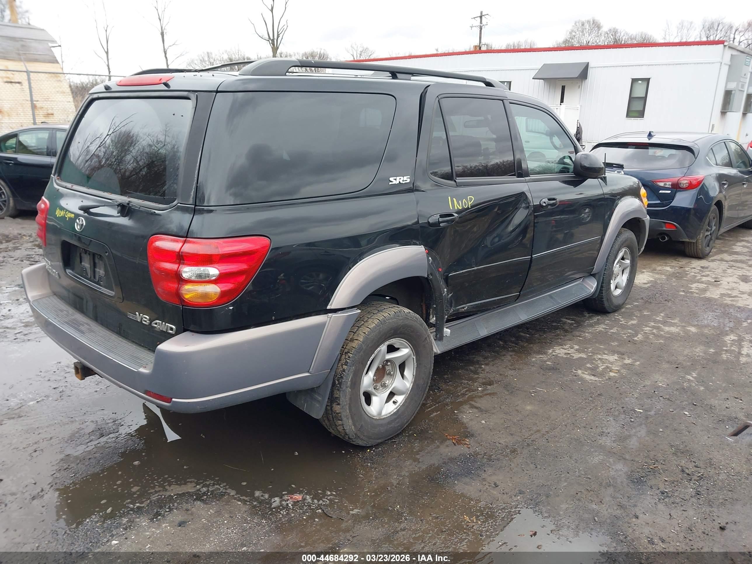 2001 Toyota Sequoia Sr5 V8 Black vin: 5TDBT44A41S047170