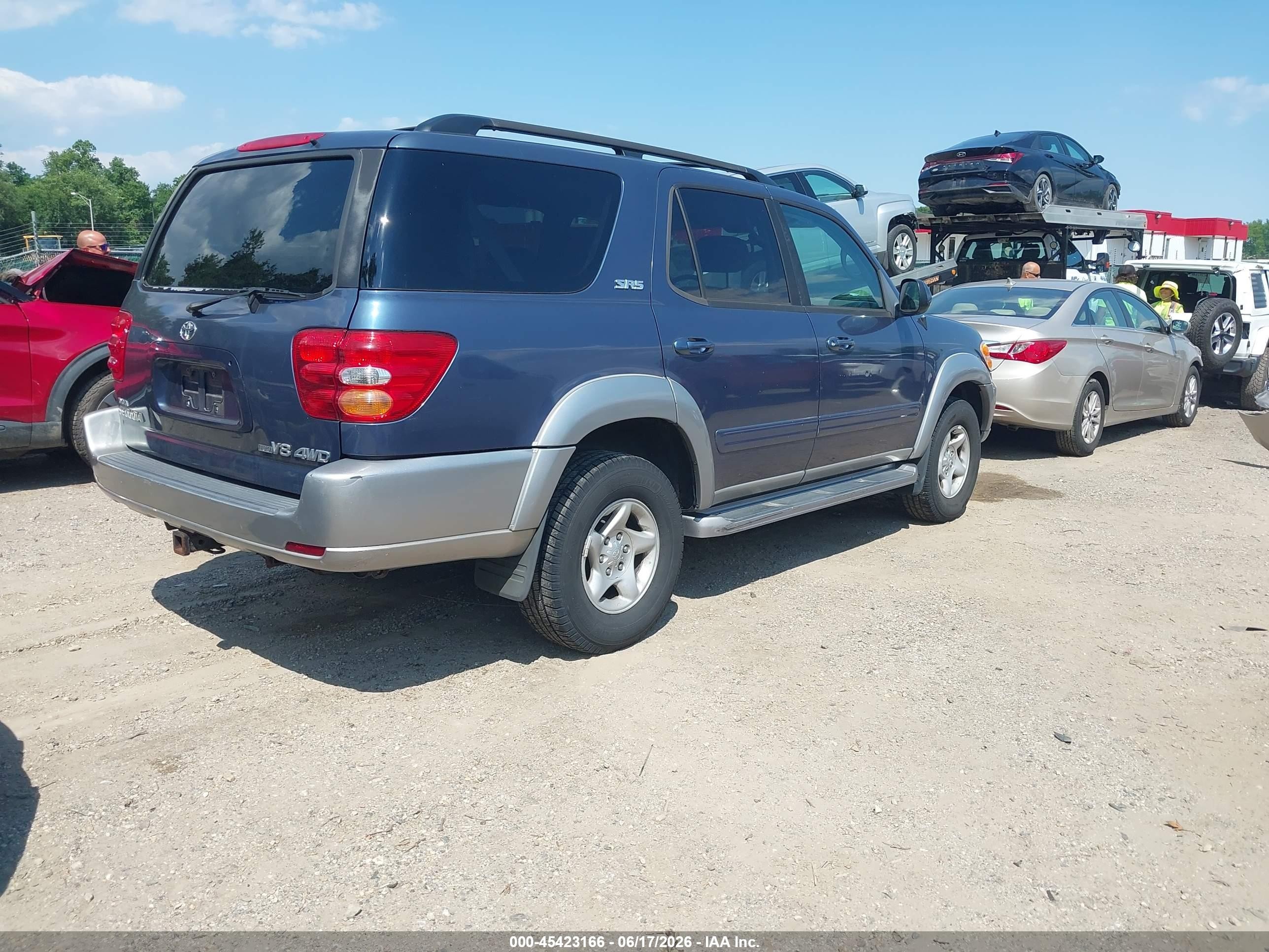 2002 Toyota Sequoia Sr5 V8 Blue vin: 5TDBT44A42S125674