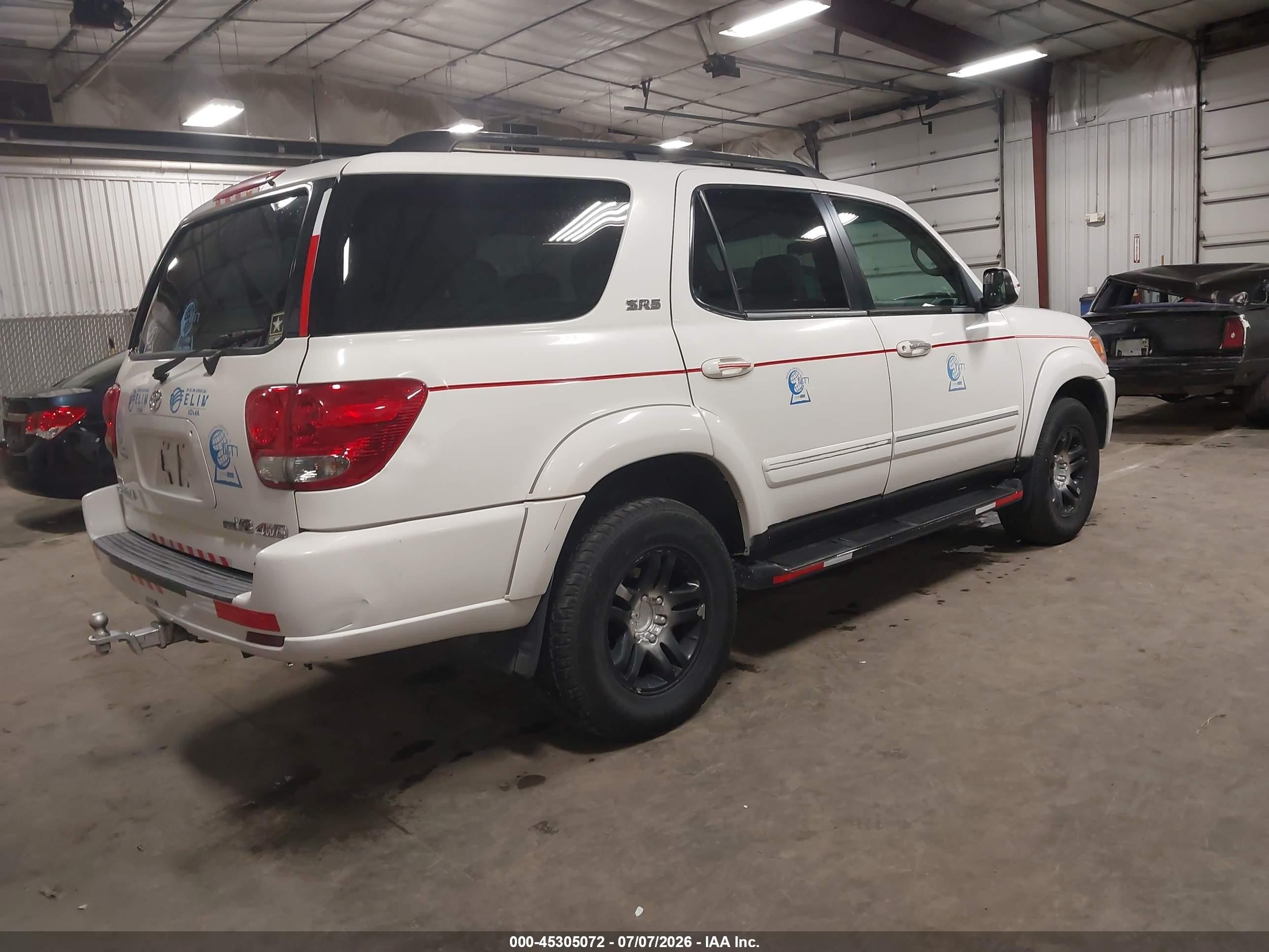 2007 Toyota Sequoia Sr5 V8 White vin: 5TDBT44A47S283780