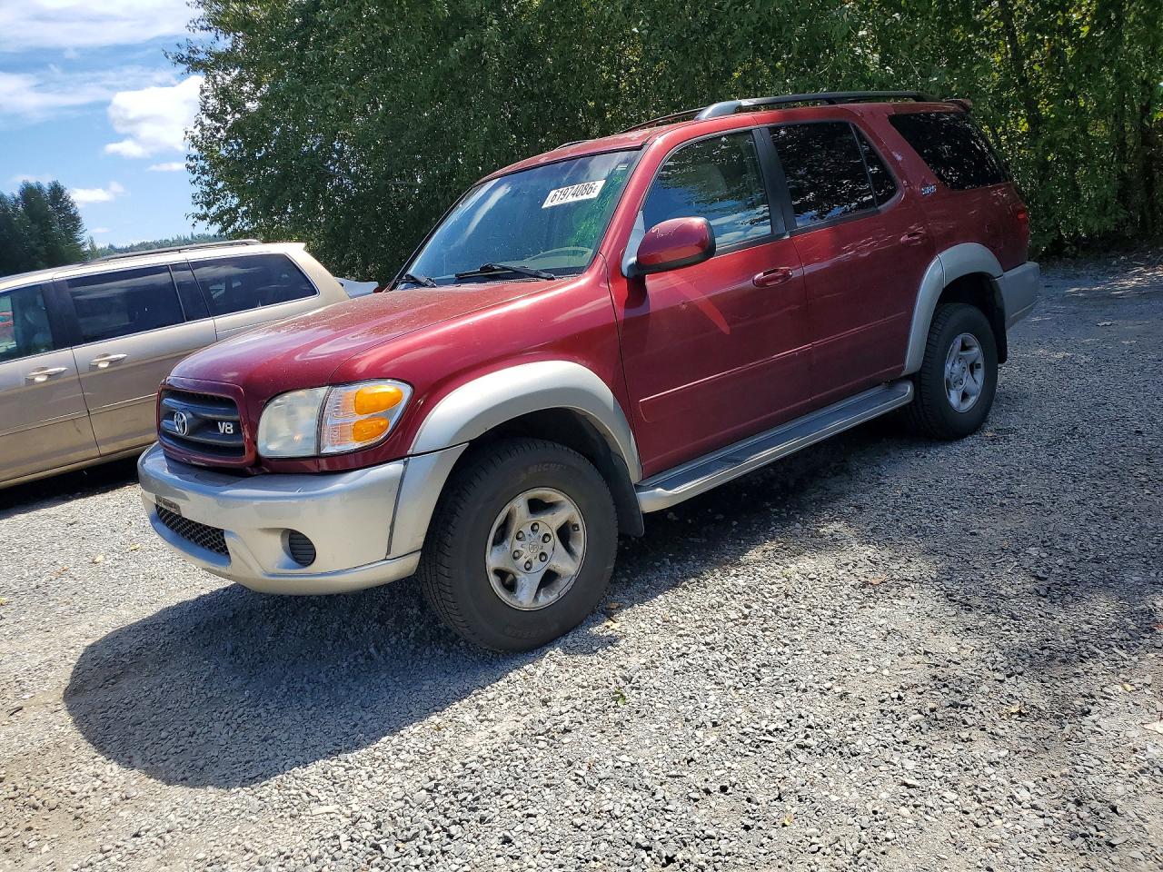2001 Toyota Sequoia Sr5 Red vin: 5TDBT44A51S054323