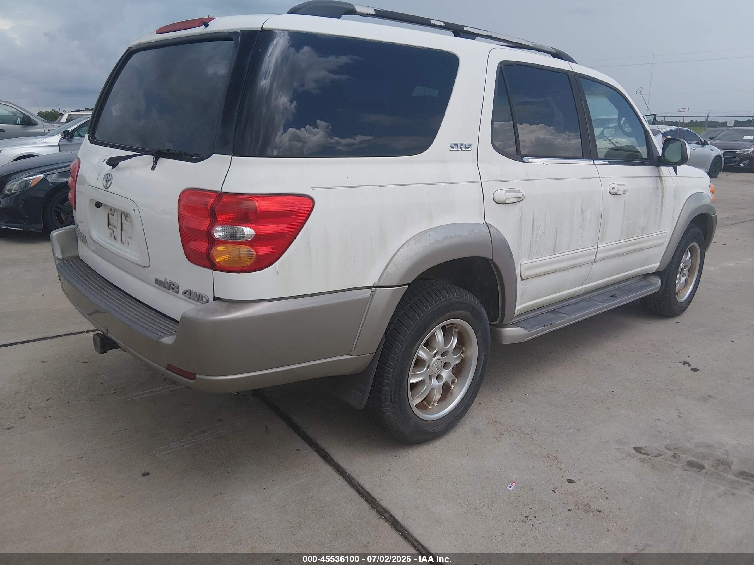 2001 Toyota Sequoia Sr5 V8 White vin: 5TDBT44A61S041855