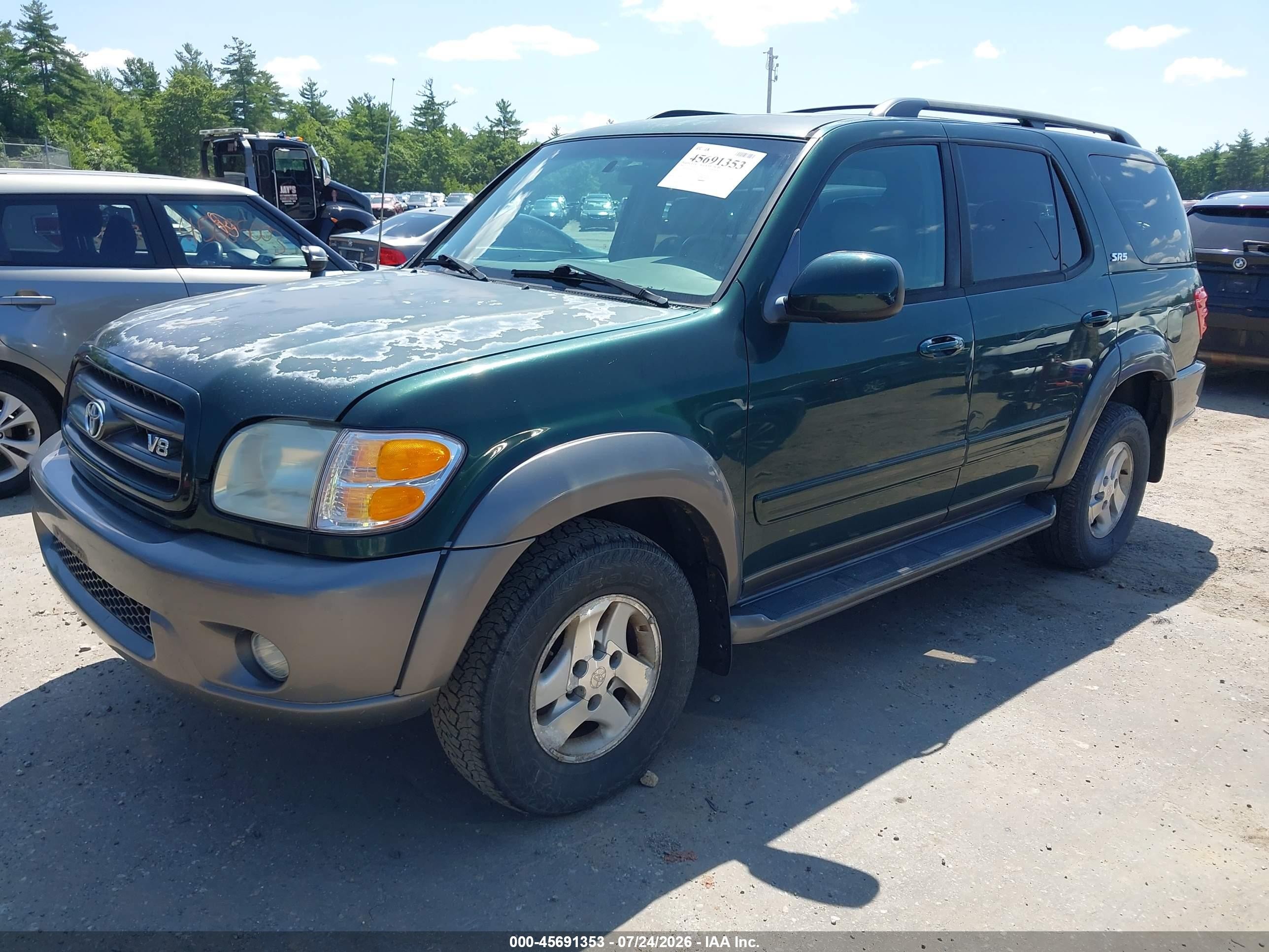 2004 Toyota Sequoia Sr5 V8 Зеленый vin: 5TDBT44A64S207618