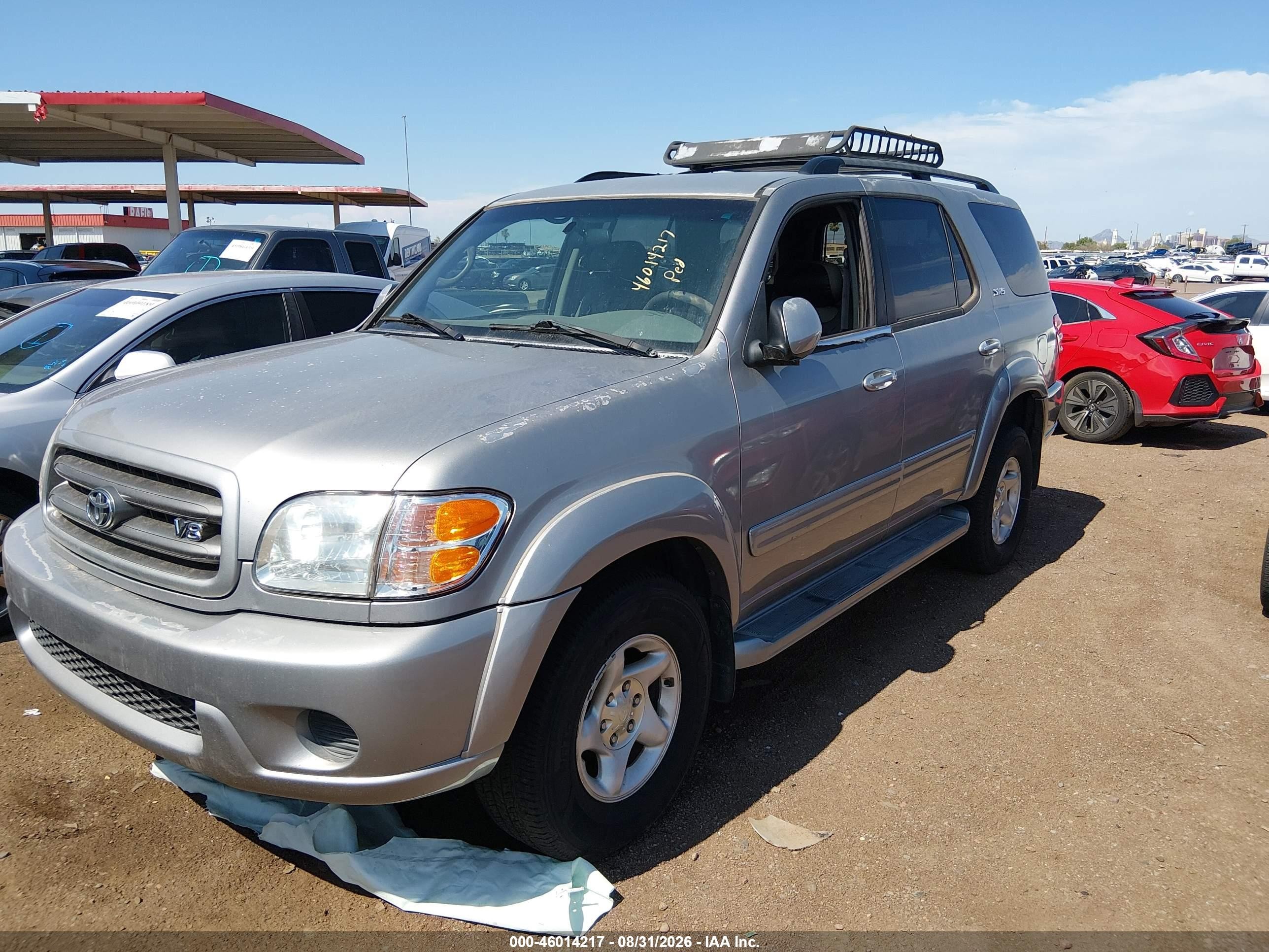 2001 Toyota Sequoia Sr5 V8 Silver vin: 5TDBT44A71S020285