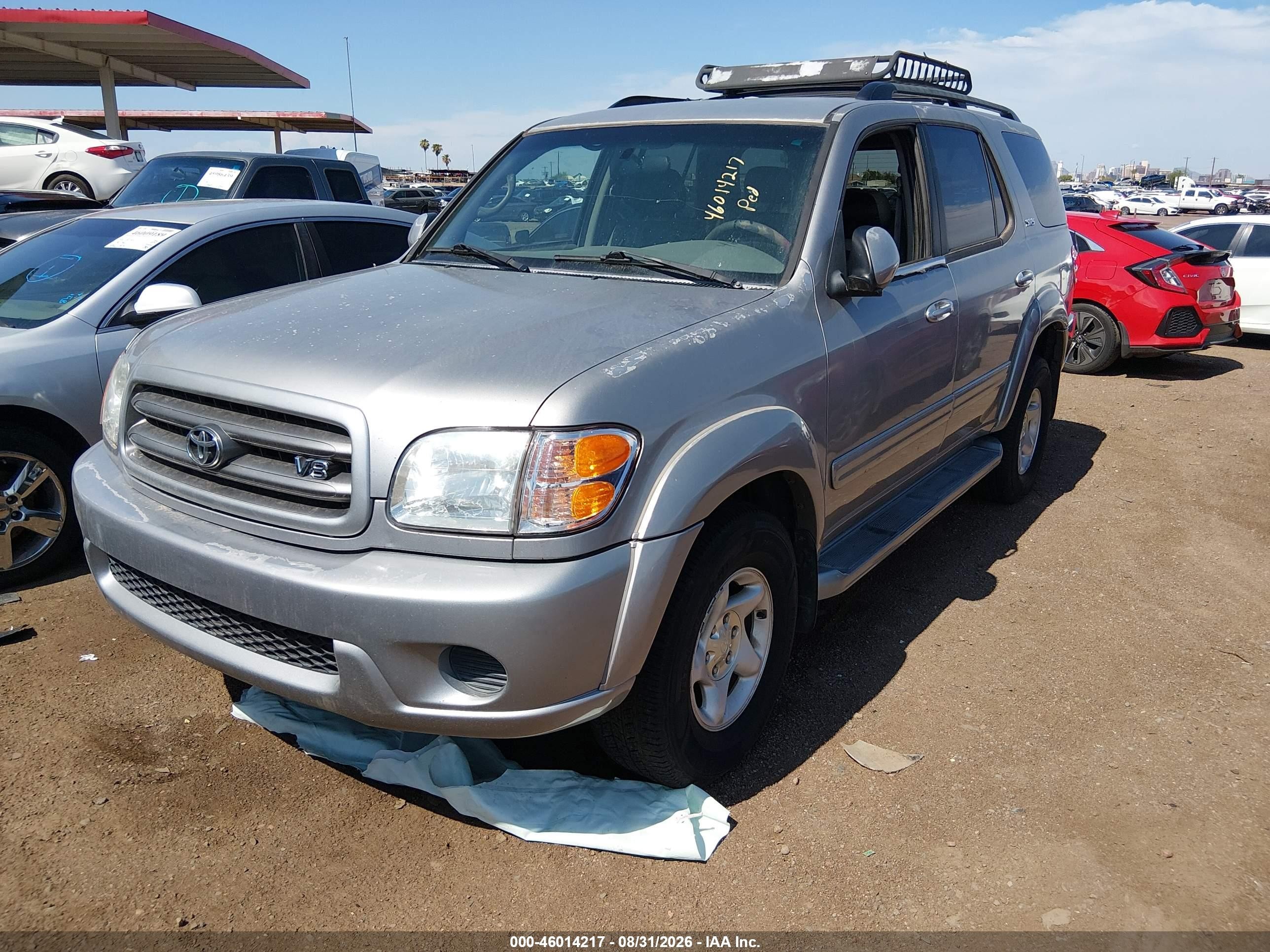 2001 Toyota Sequoia Sr5 V8 Silver vin: 5TDBT44A71S020285