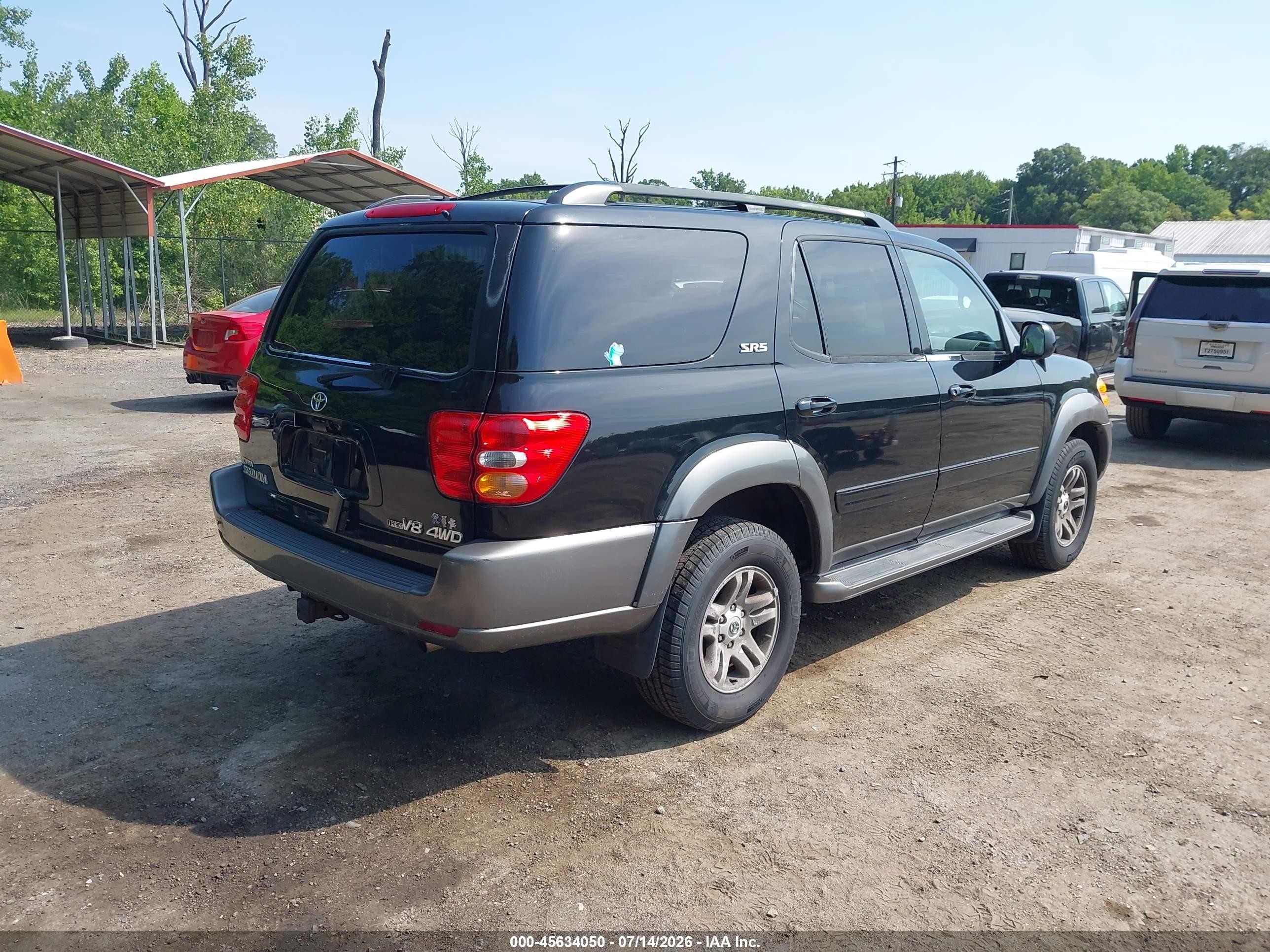 2004 Toyota Sequoia Sr5 V8 Black vin: 5TDBT44A84S214103