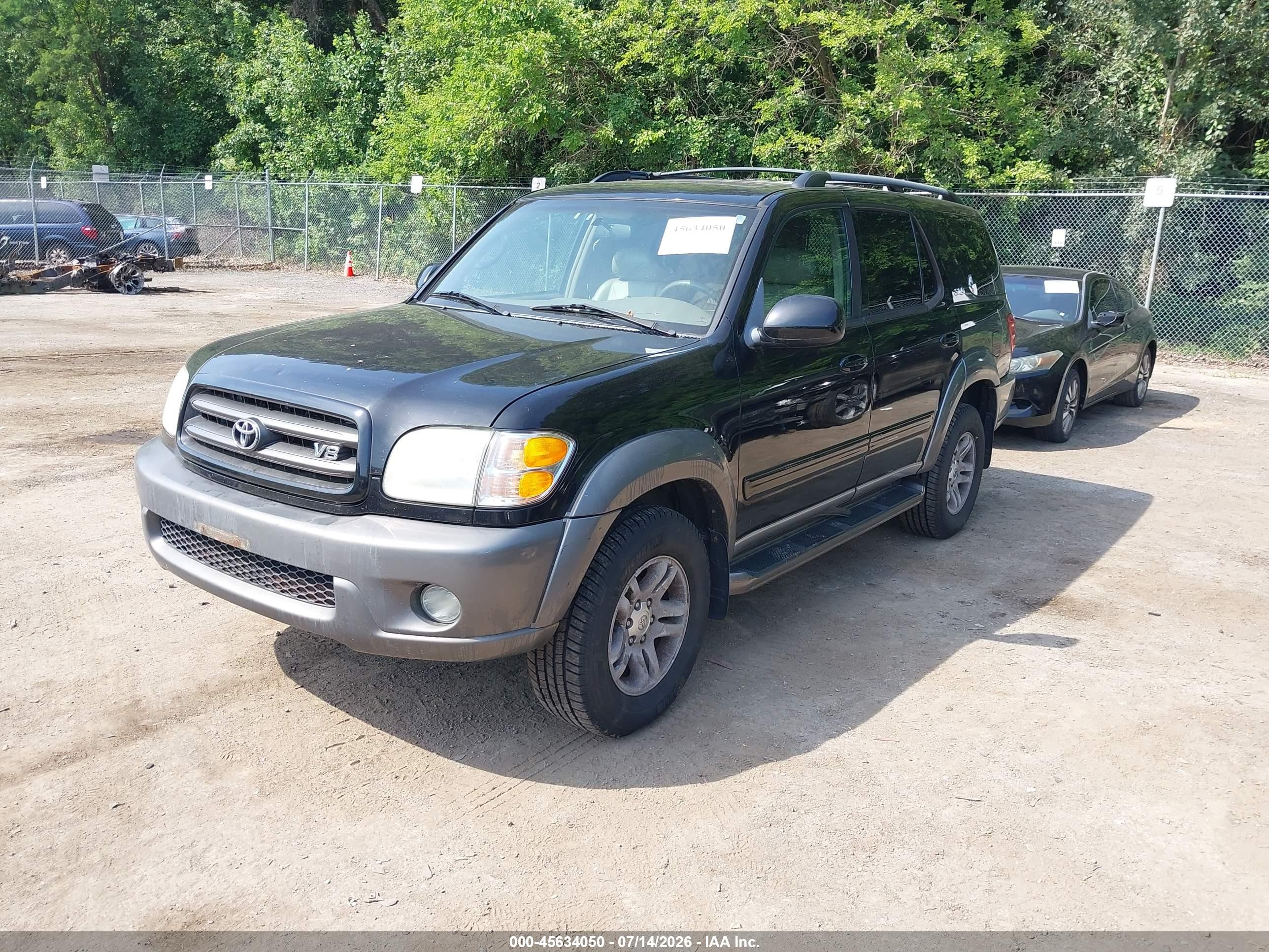 2004 Toyota Sequoia Sr5 V8 Black vin: 5TDBT44A84S214103