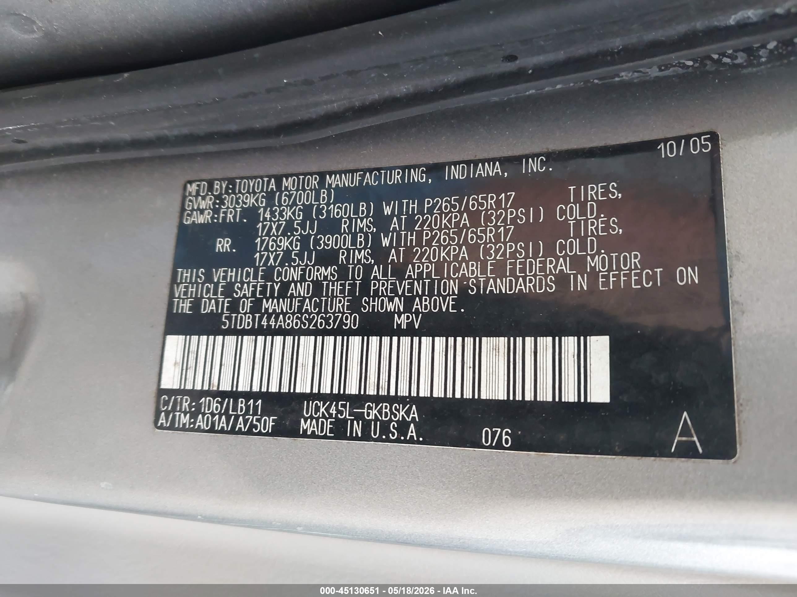 2006 Toyota Sequoia Sr5 V8 Silver vin: 5TDBT44A86S263790