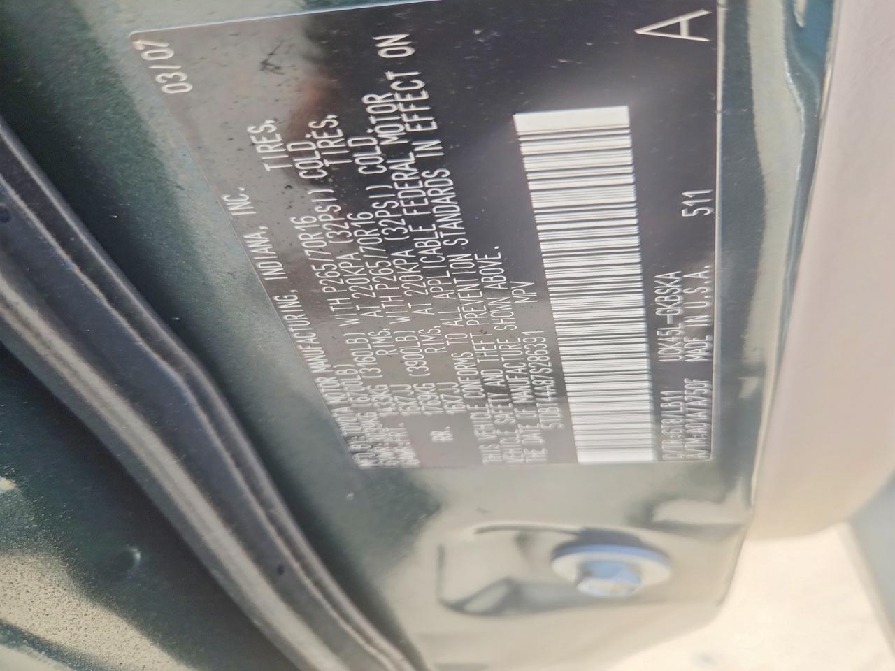2007 Toyota Sequoia Sr5 Green vin: 5TDBT44A87S286391