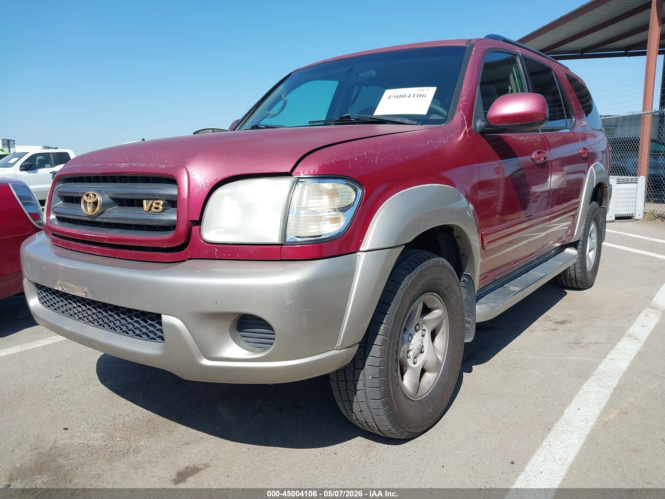 2001 Toyota Sequoia Sr5 V8 Красный vin: 5TDBT44AX1S015906
